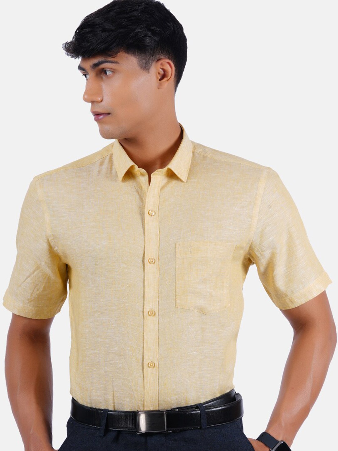 

Ramraj Men Orange Linen Formal Shirt