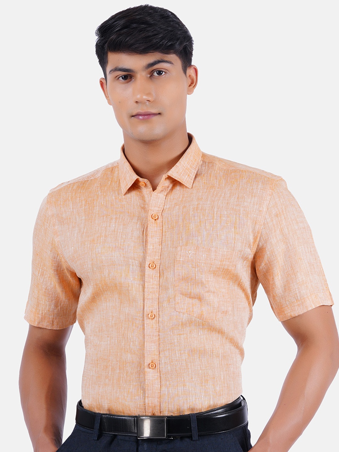 

Ramraj Men Orange Linen Formal Shirt