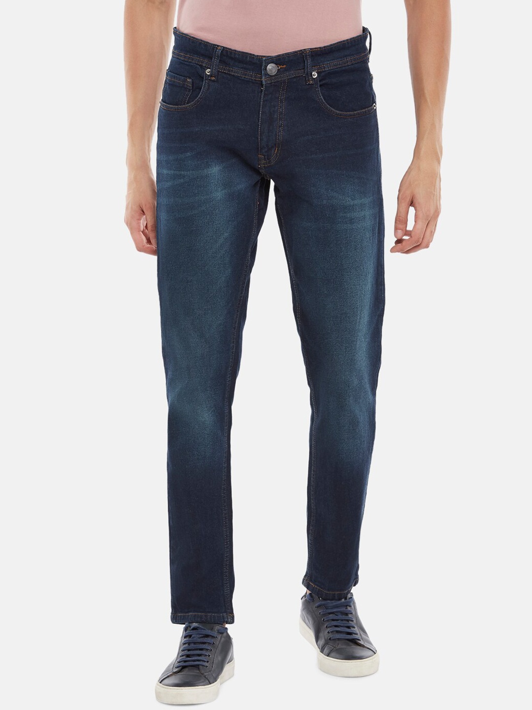 

People Men Navy Blue Slim Fit Heavy Fade Jeans