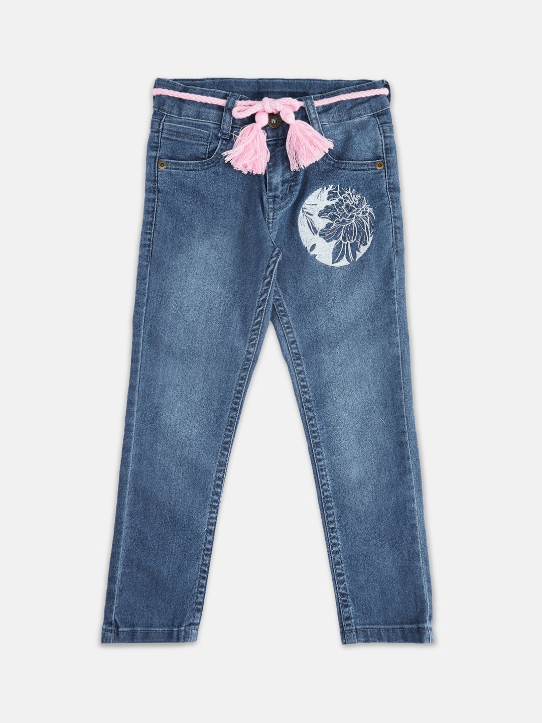 

Pantaloons Junior Girls Blue Light Fade Cotton Jeans