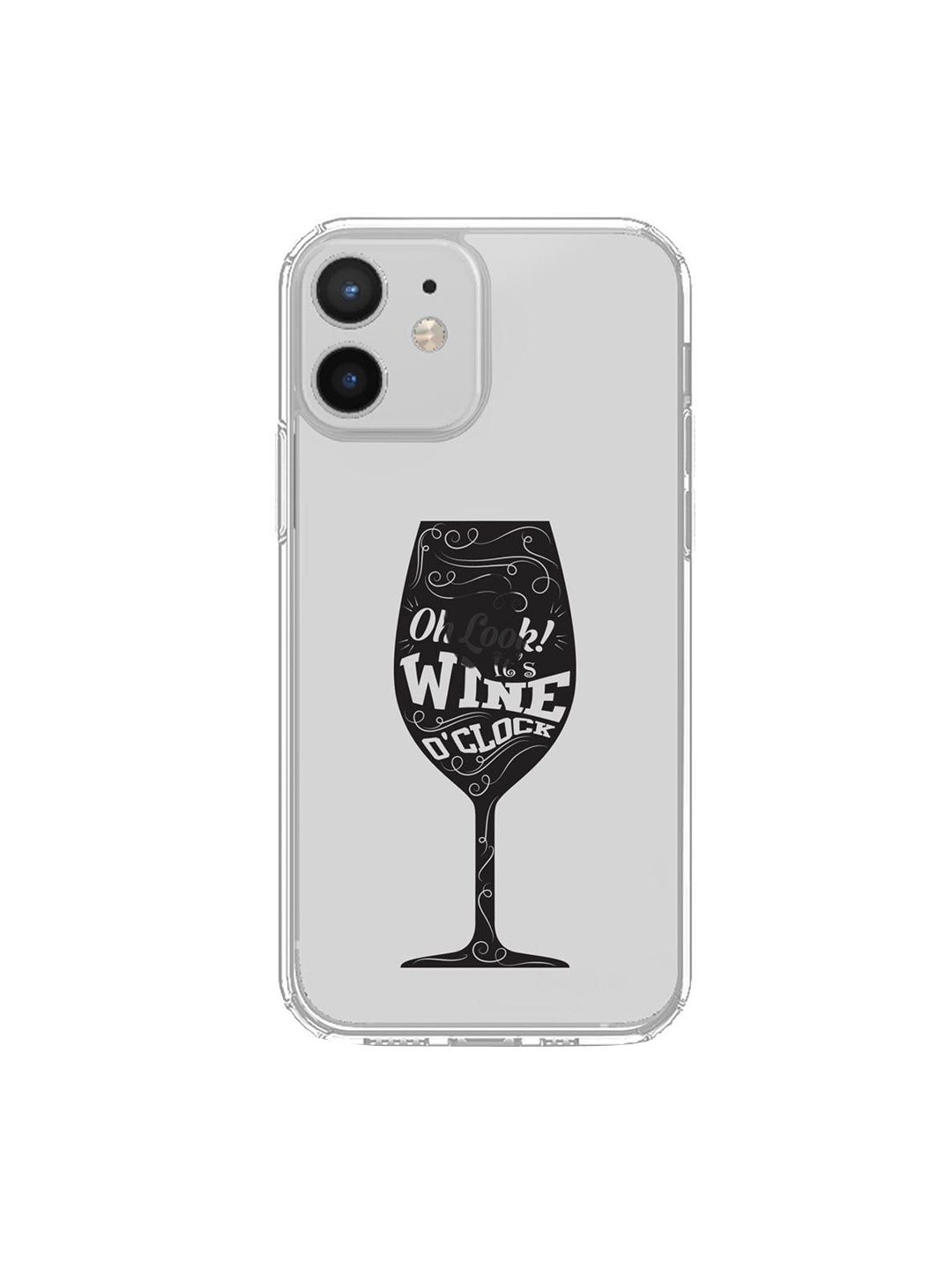

macmerise Transparent & Black Wine O Clock iPhone 12 Mini Back Case