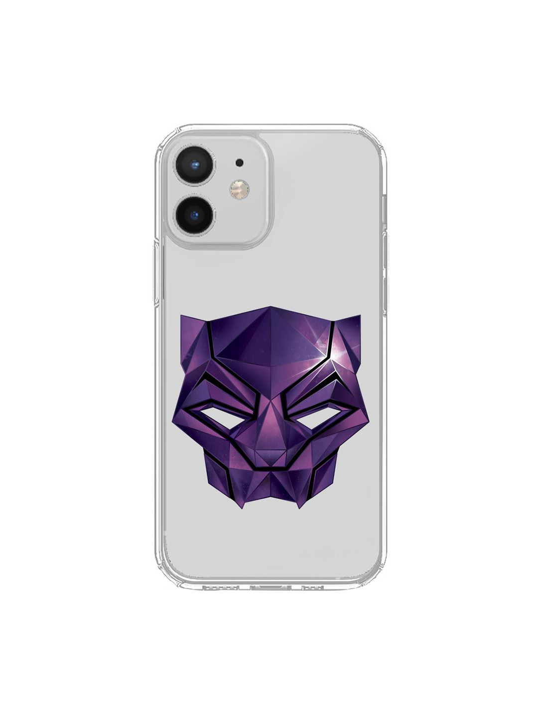 

macmerise Transparent & Purple Black Panther Logo Printed iPhone 12 Mini Clear Back Case