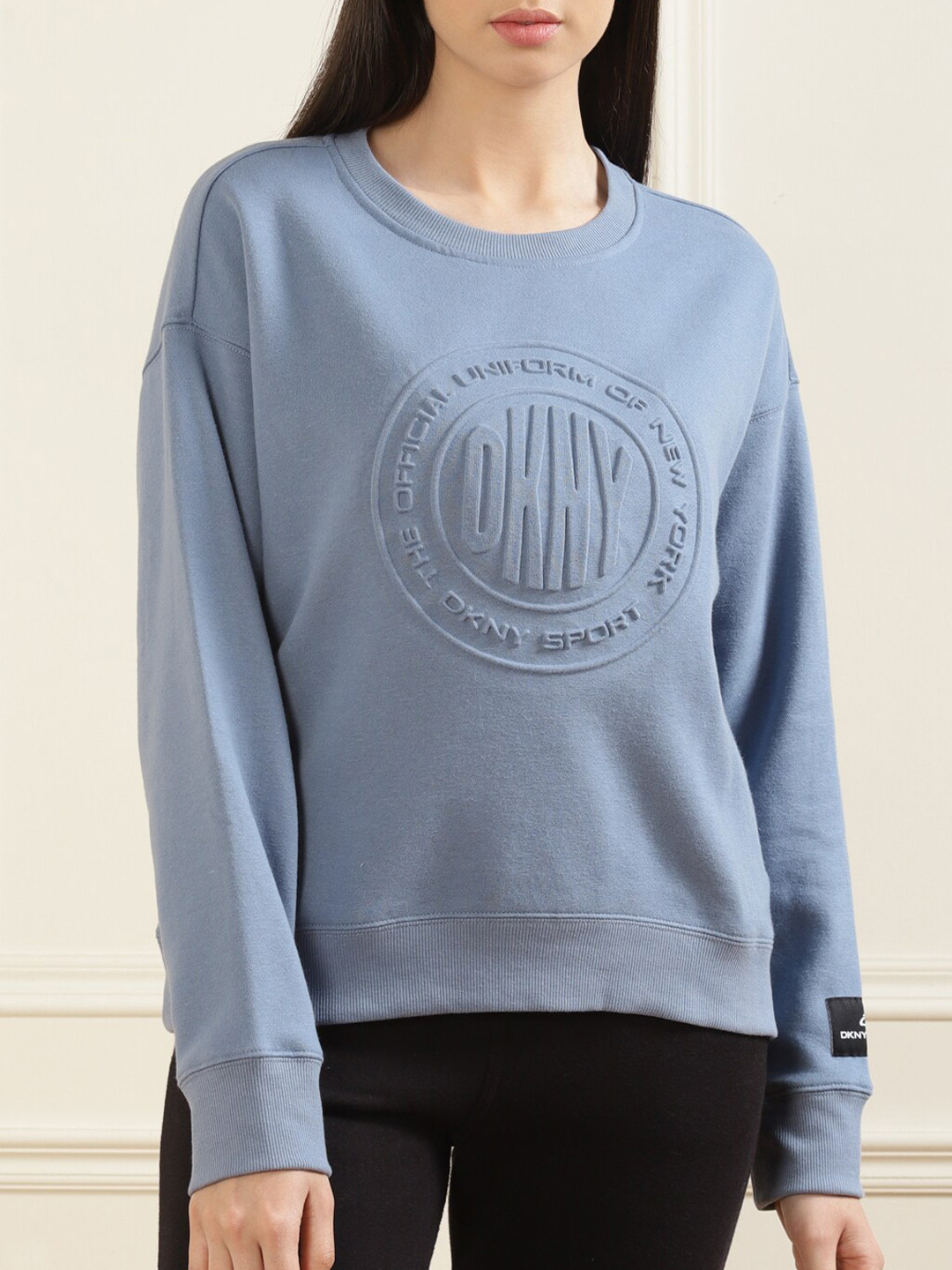 

DKNY Women Blue Printed Sweatshirt