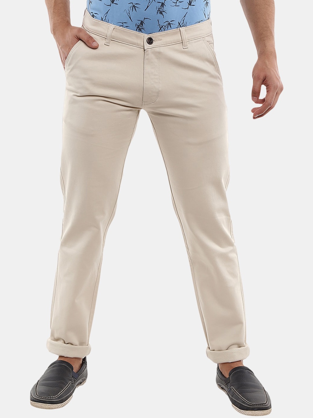 

V-Mart Men Cream-Coloured Slim Fit Trousers