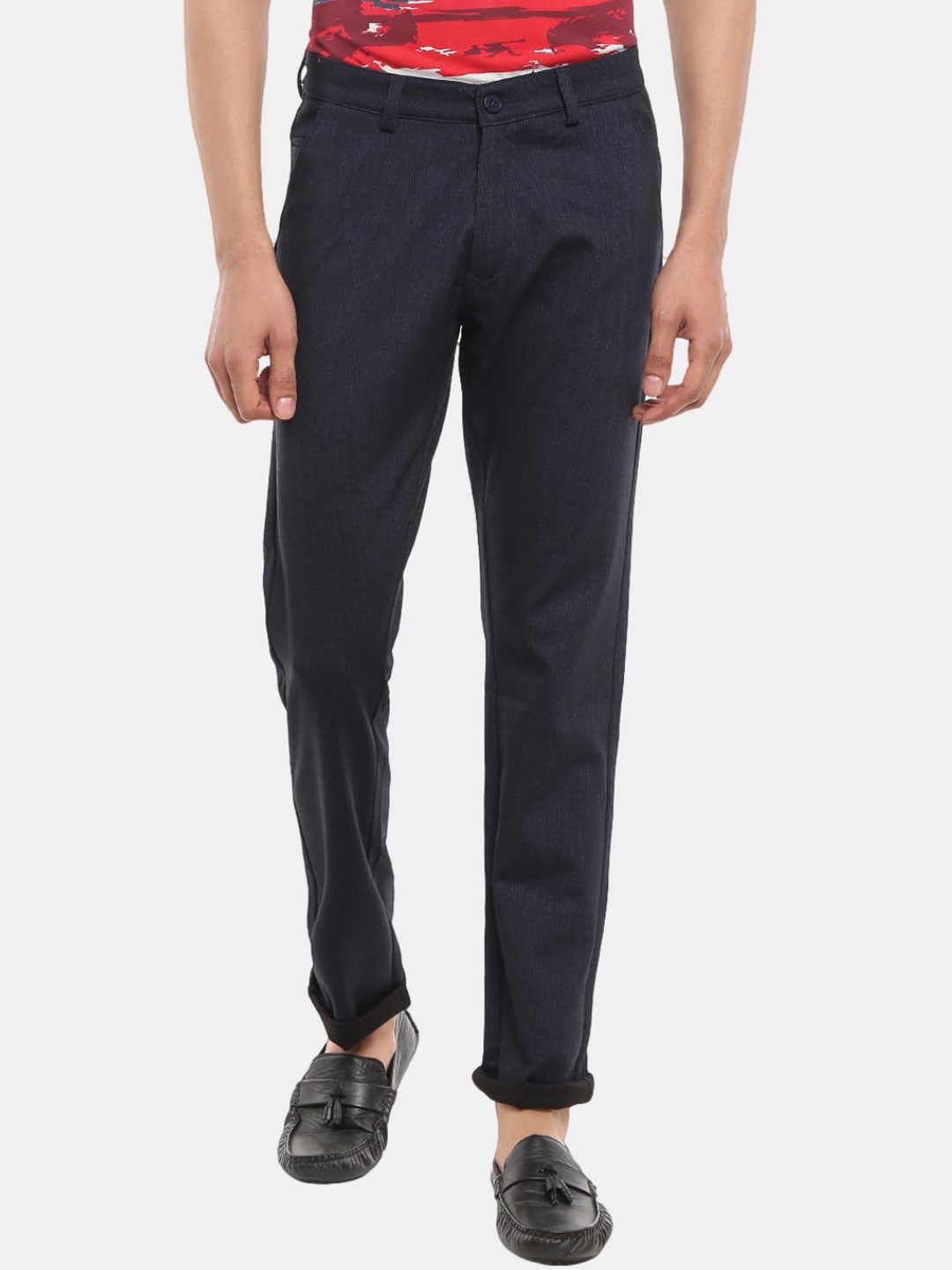 

V-Mart Men Blue Solid Slim Fit Cotton Trousers