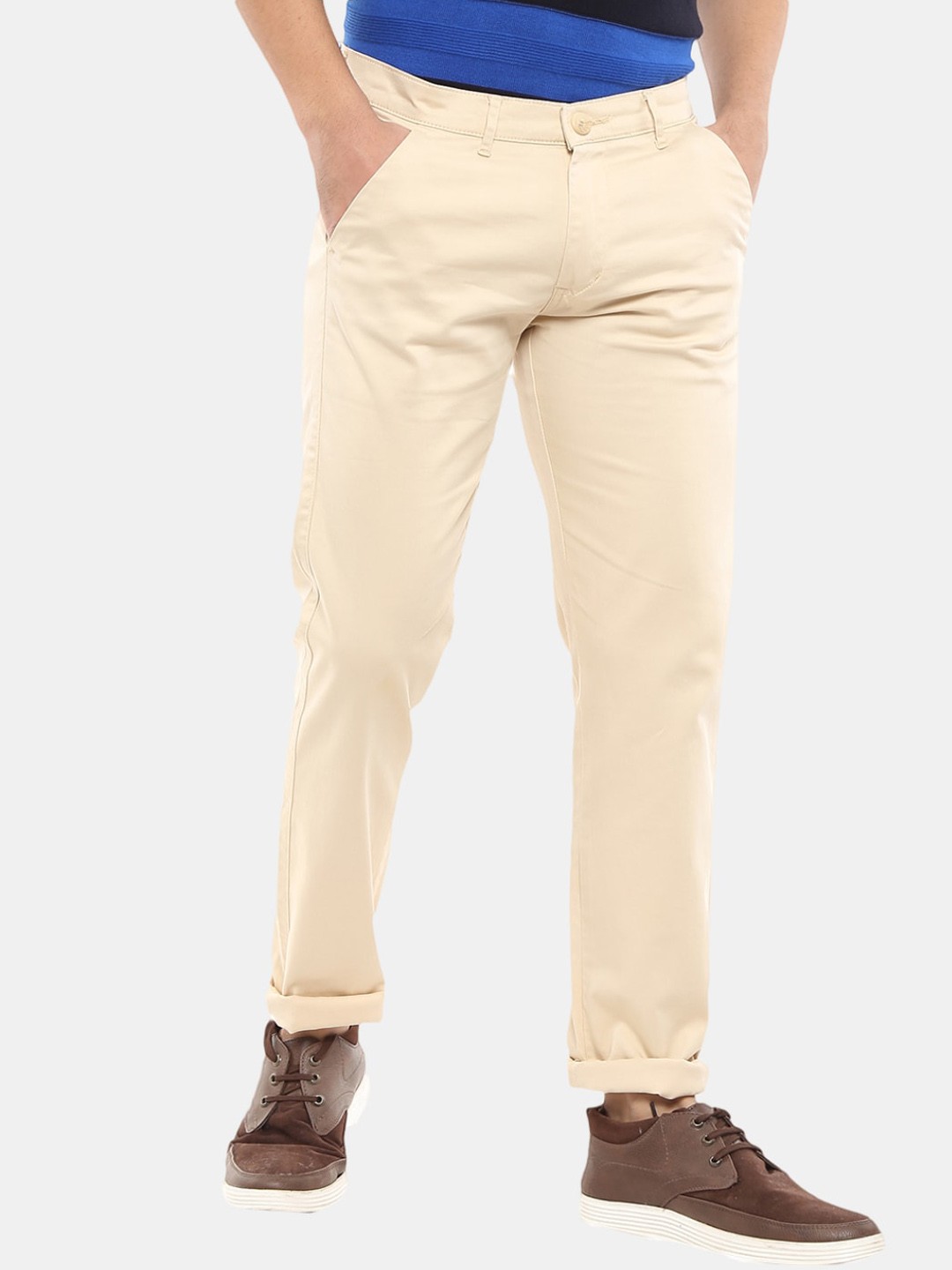

V-Mart Men Cream-Coloured Slim Fit Trousers