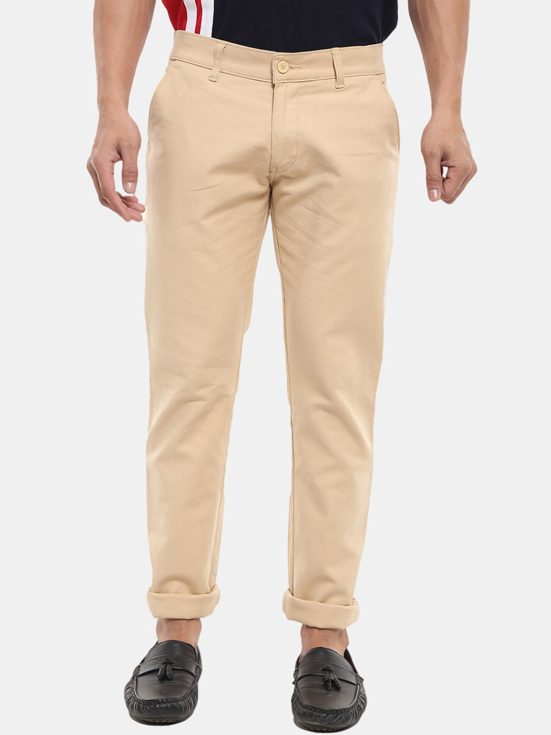 

V-Mart Men Brown Solid Slim Fit Cotton Chinos