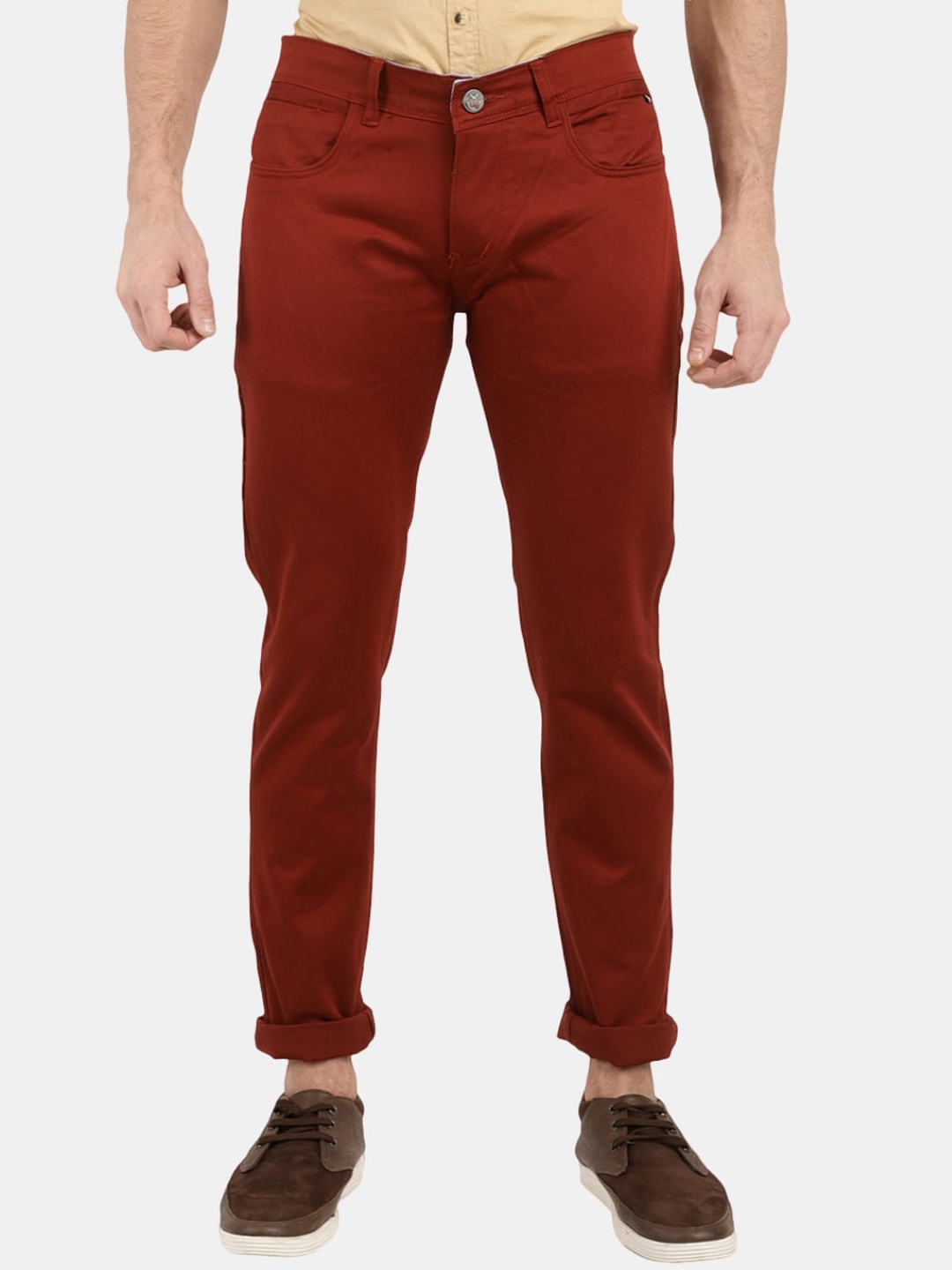 

V-Mart Men Rust Slim Fit Chinos Cotton Trousers
