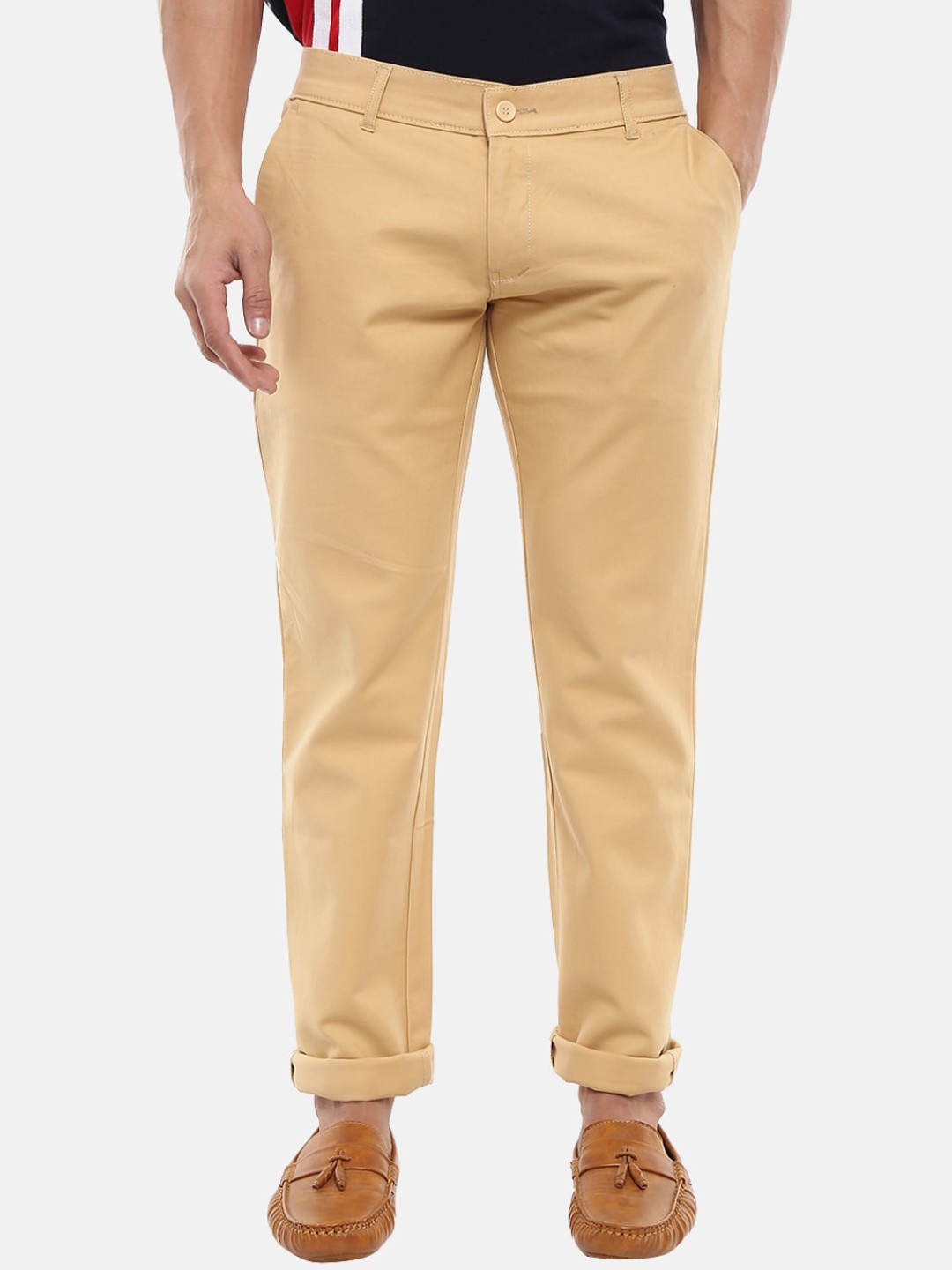 

V-Mart Men Beige Slim Fit Cotton Trousers
