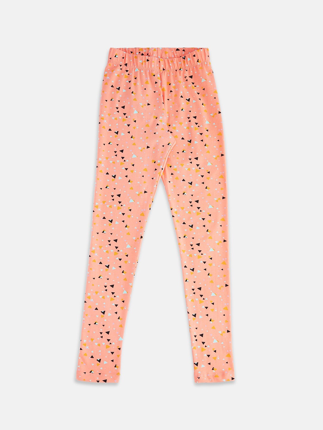 

Pantaloons Junior Girls Peach-Colored & Black Printed Ankle-Length Leggings