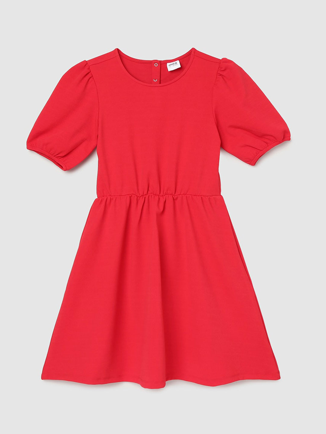 

max Girls Red Puff Sleeves Dress