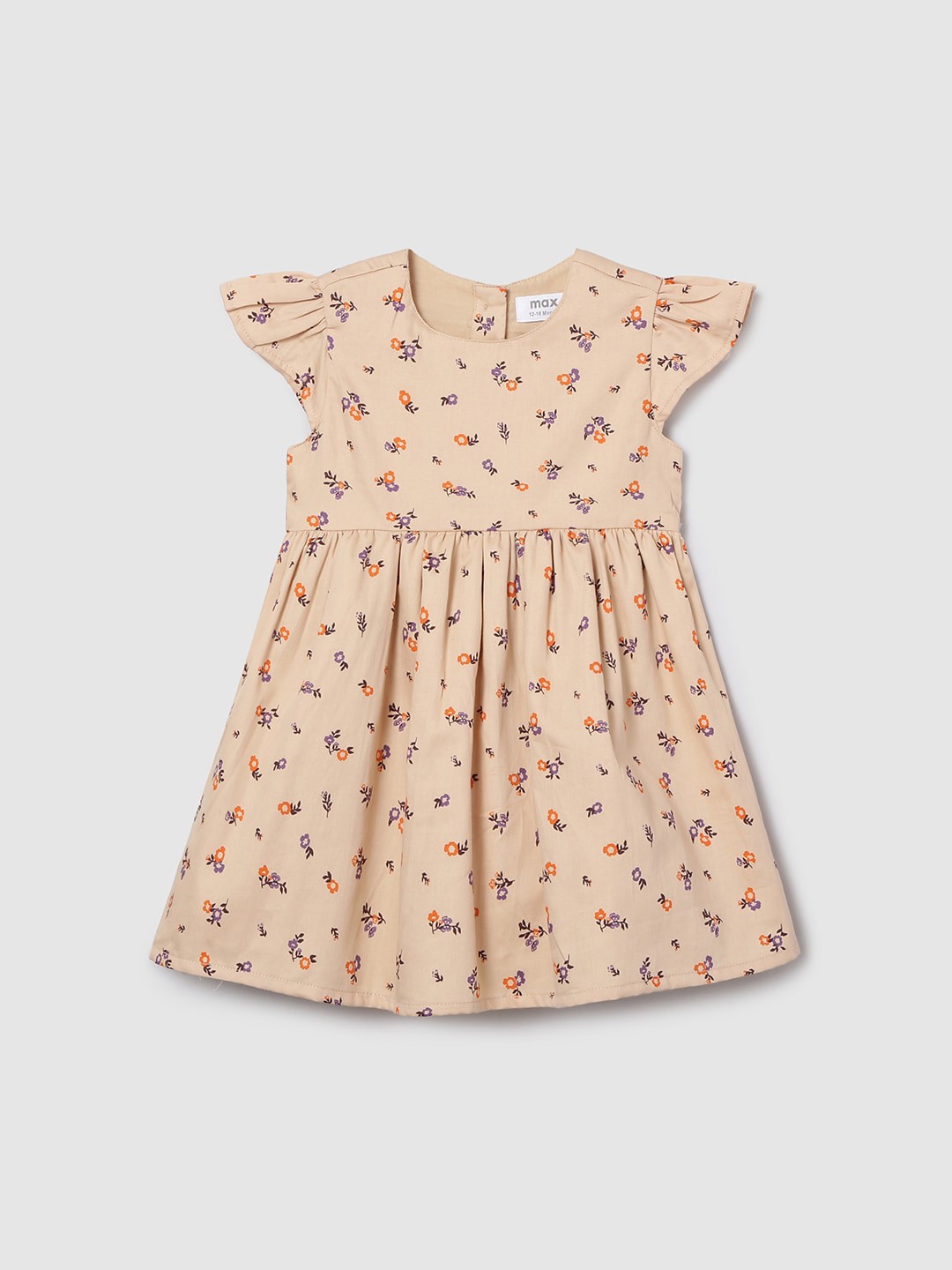 

max Beige & Orange Floral Empire Dress
