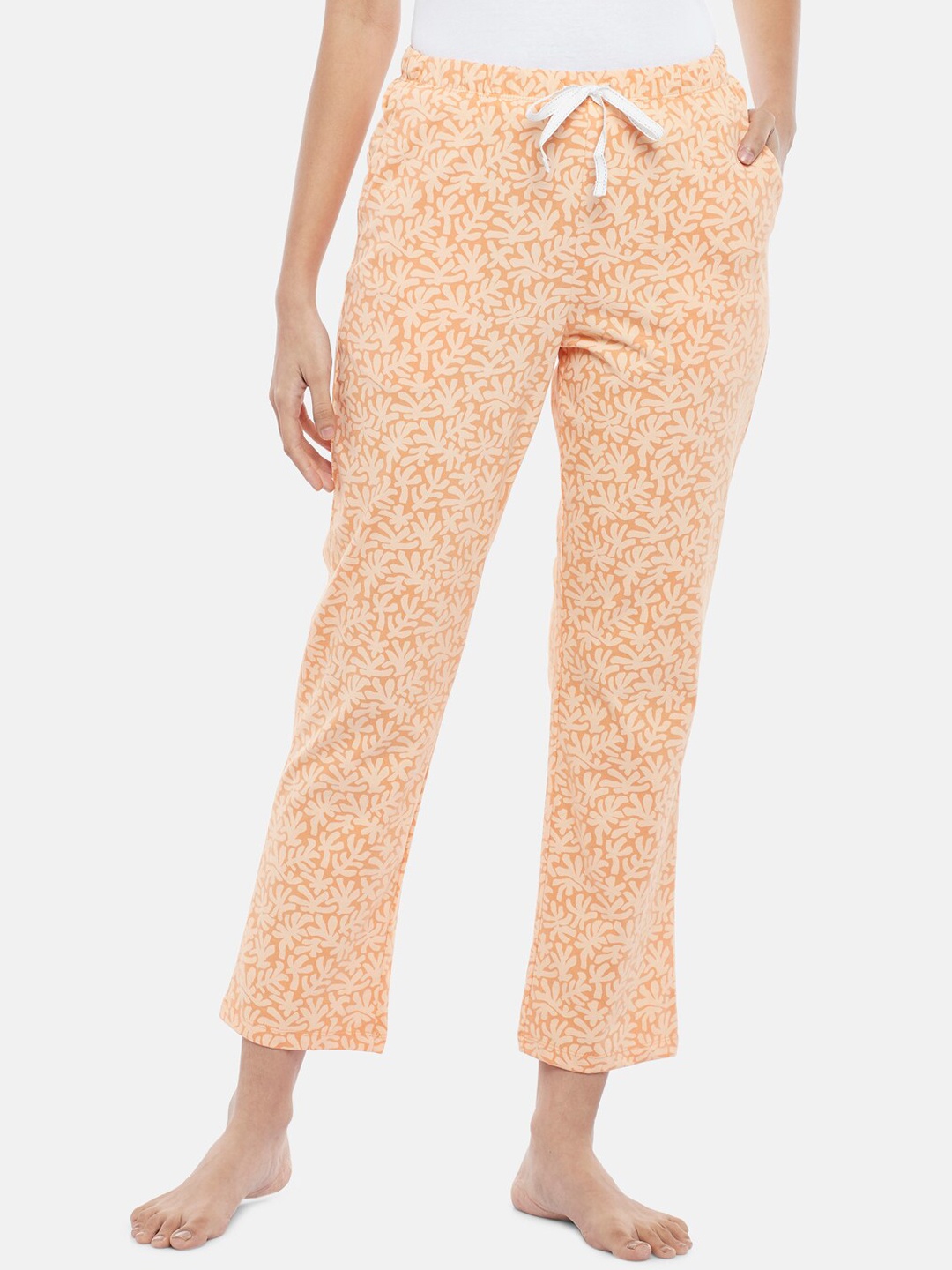 

Dreamz by Pantaloons Women Orange Floral Printed Lounge Pants