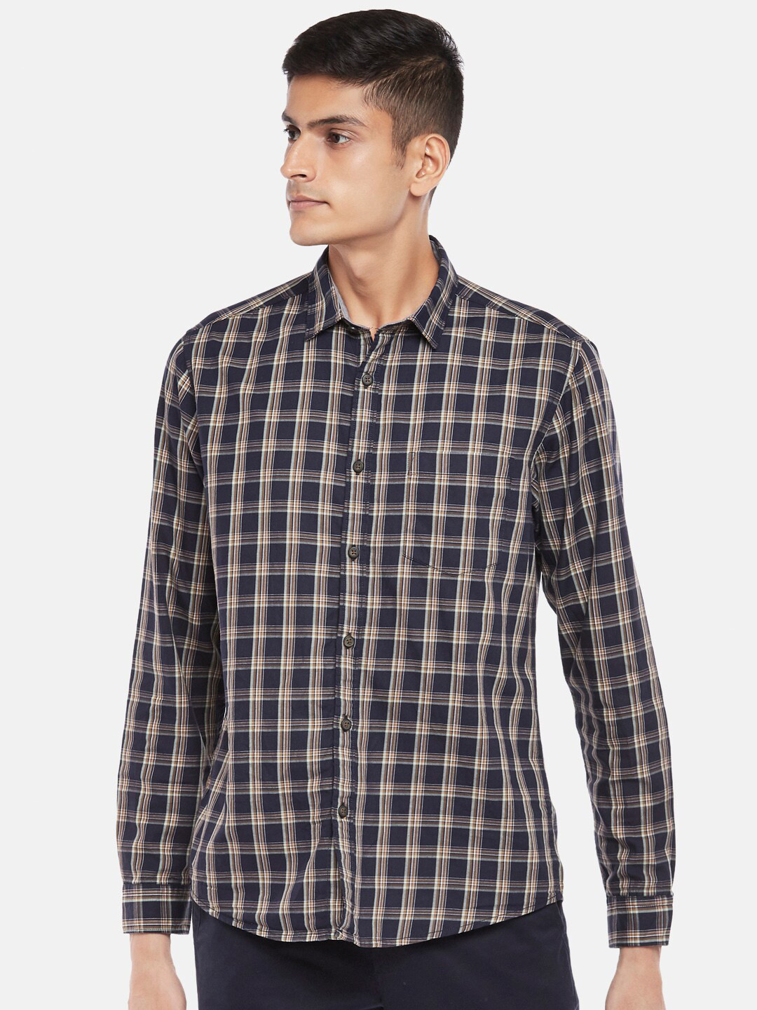 

BYFORD by Pantaloons Men Black Sport Slim Fit Tartan Checks Checked Casual Shirt