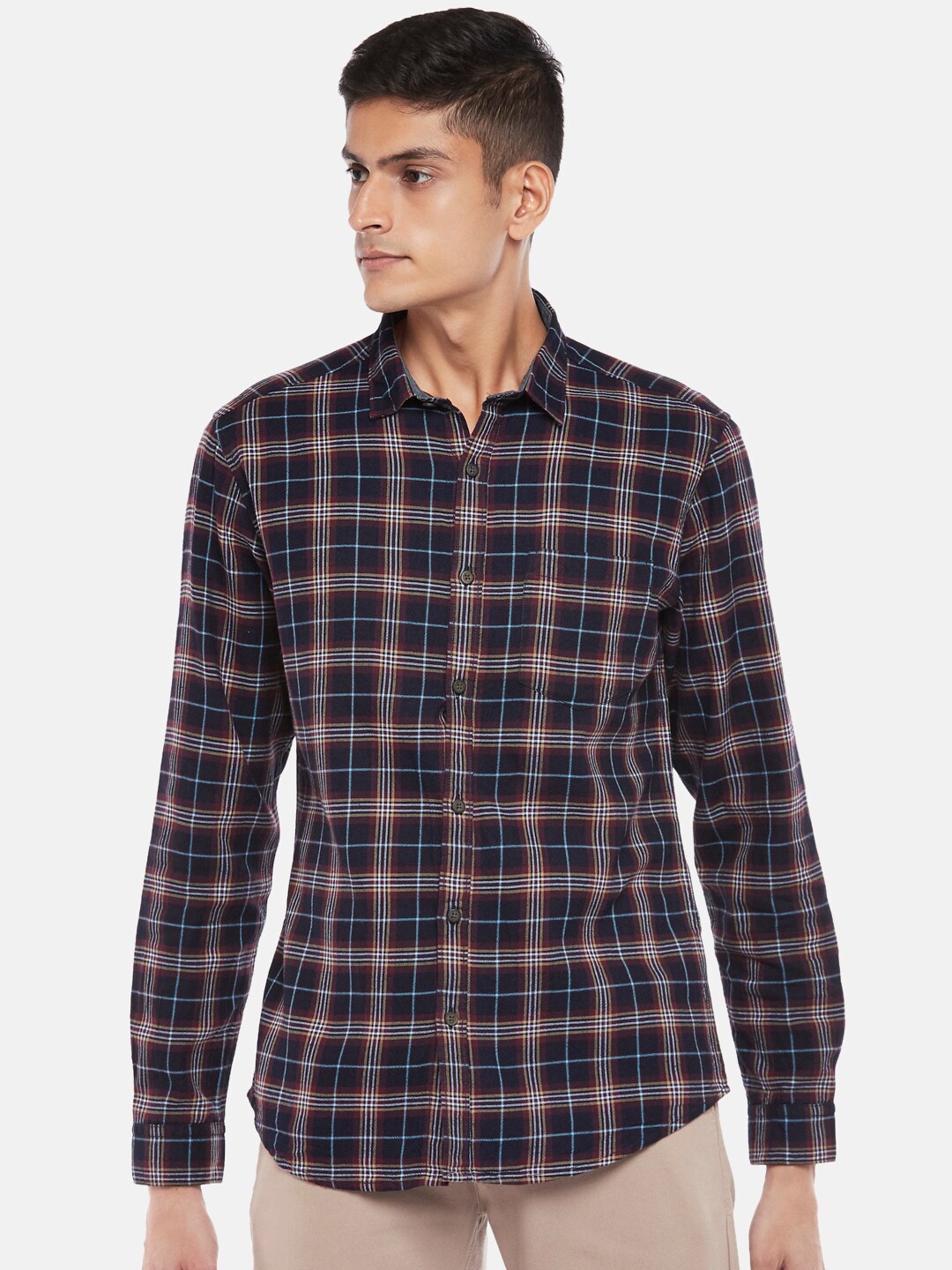 

BYFORD by Pantaloons Men Black Sport Slim Fit Tartan Checks Checked Casual Shirt