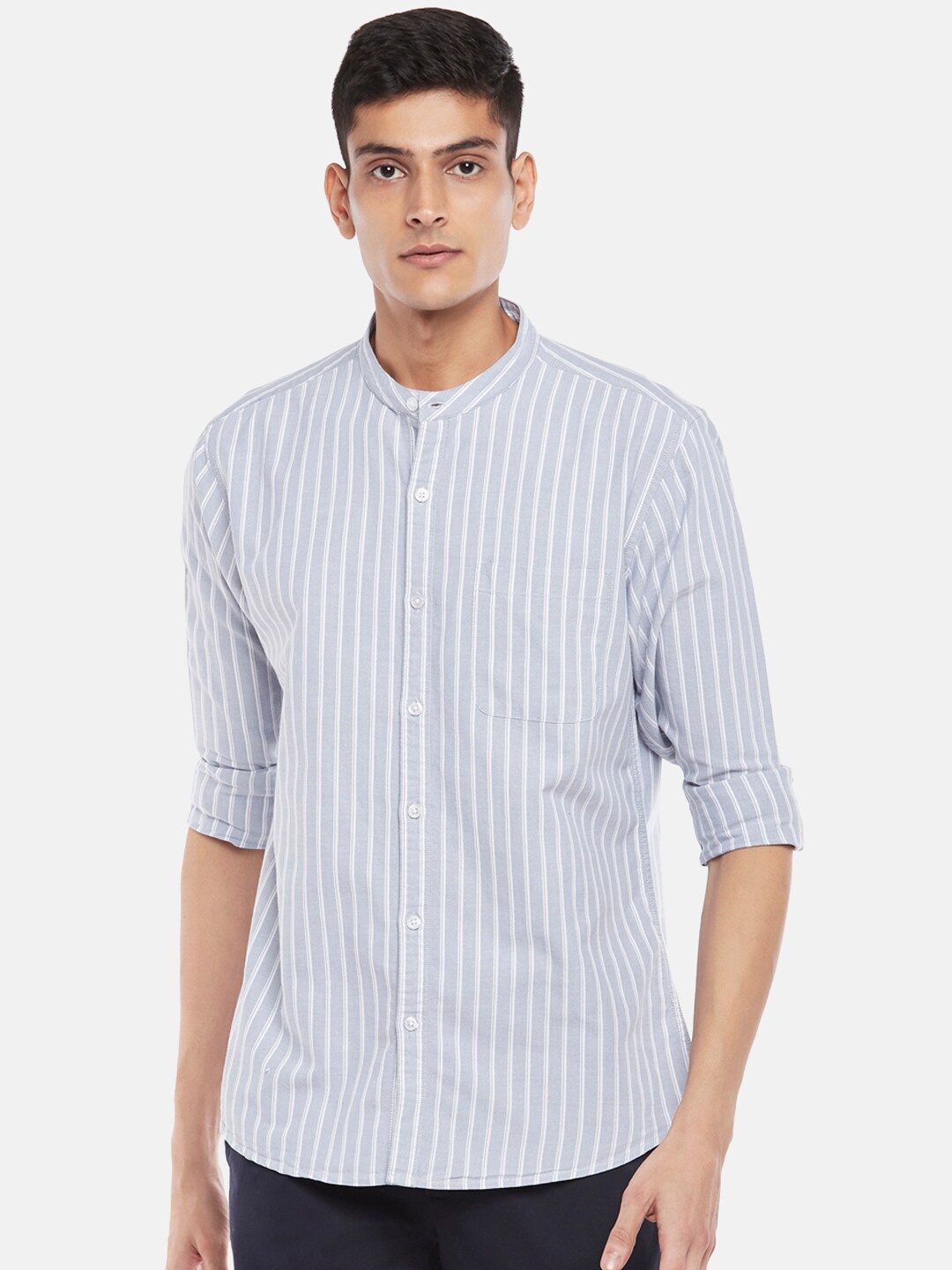 

BYFORD by Pantaloons Men Grey Sport Slim Fit Checked Casual Shirt