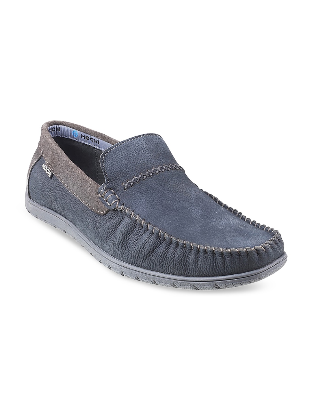 

Mochi Men Blue Textured Loafers