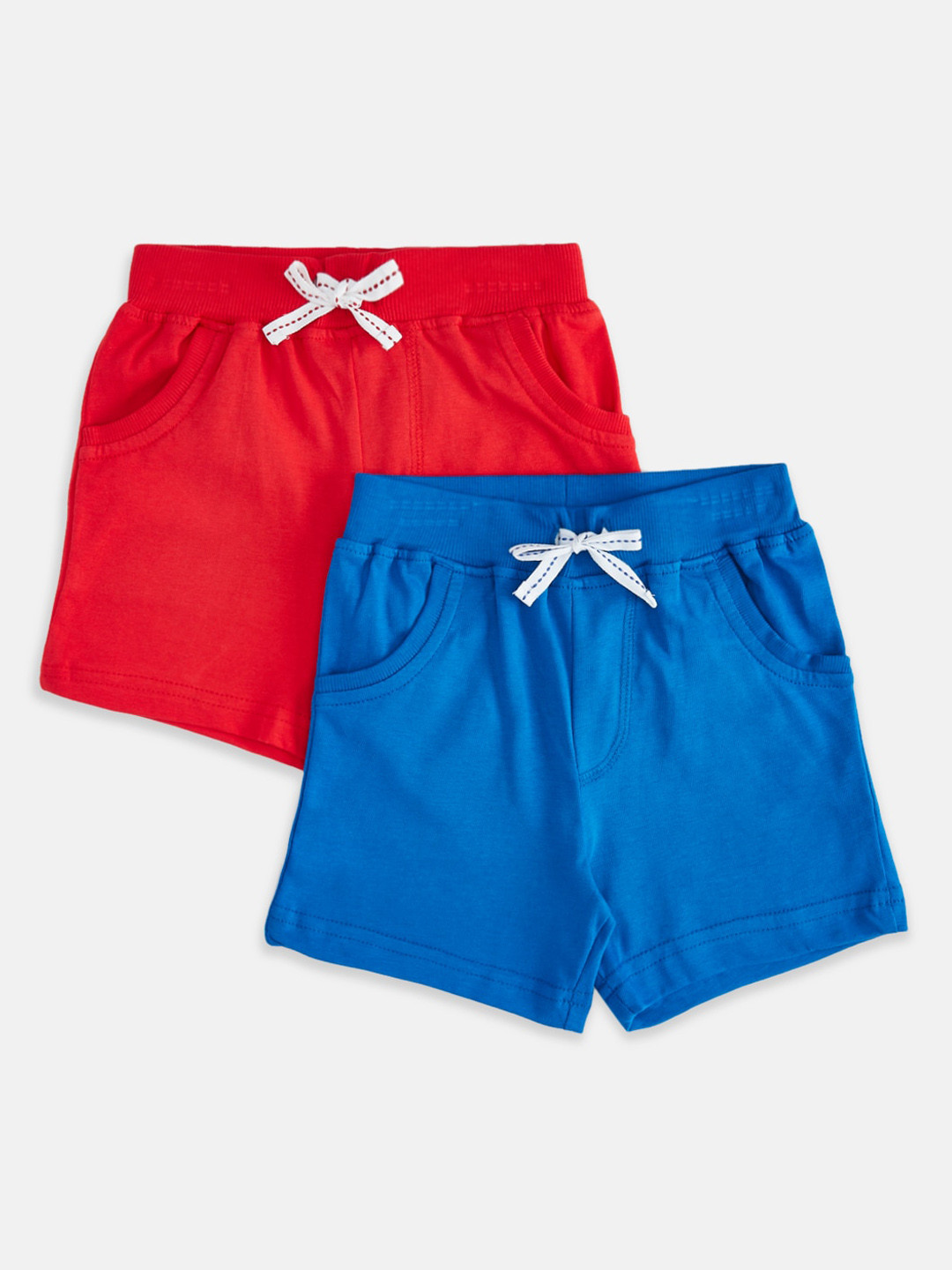 

Pantaloons Set Of 2 Baby Boys Red & Blue Regular Fit Solid Shorts