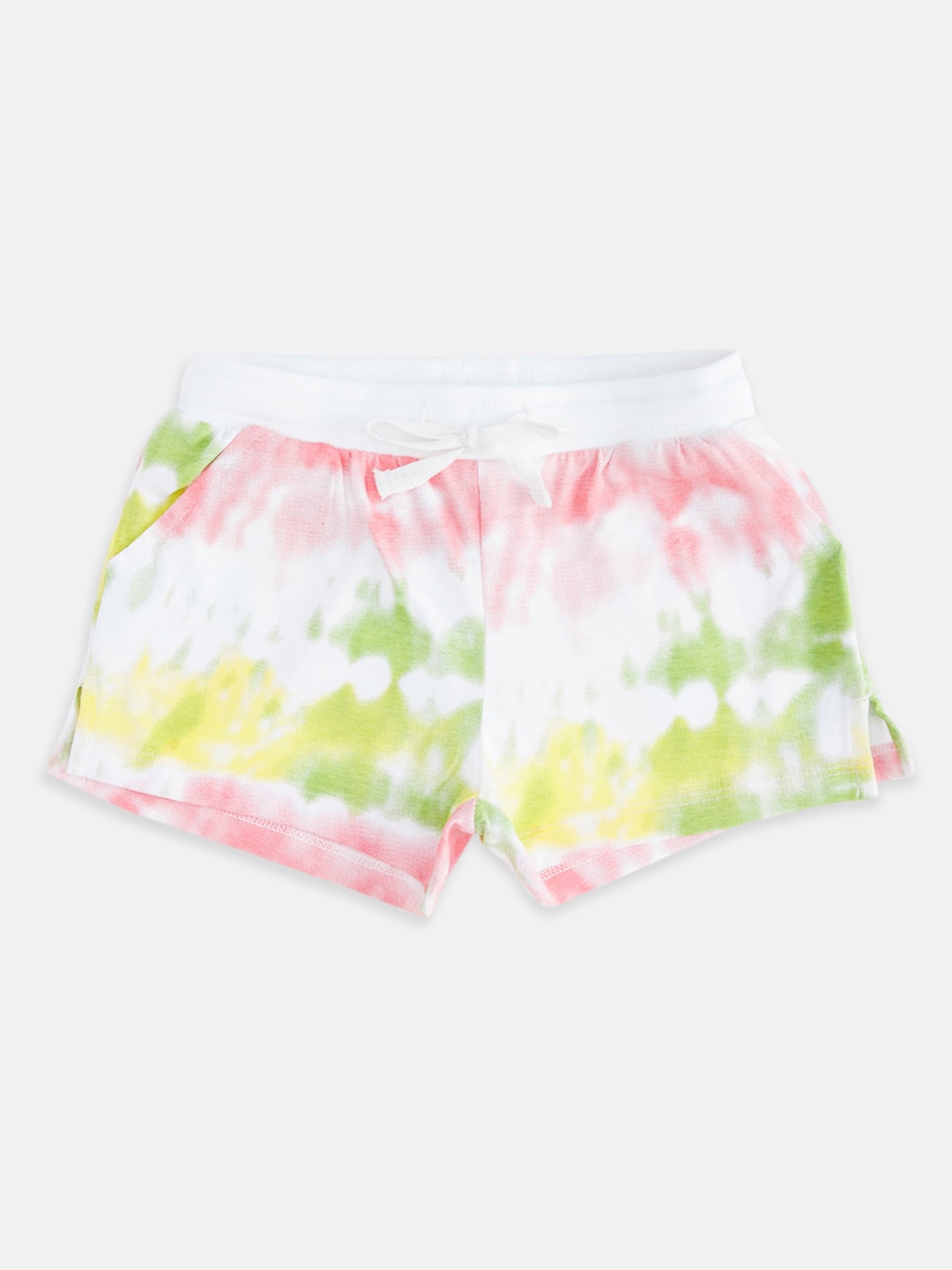 Pantaloons Junior Girls White & Pink Tie & Dye Shorts