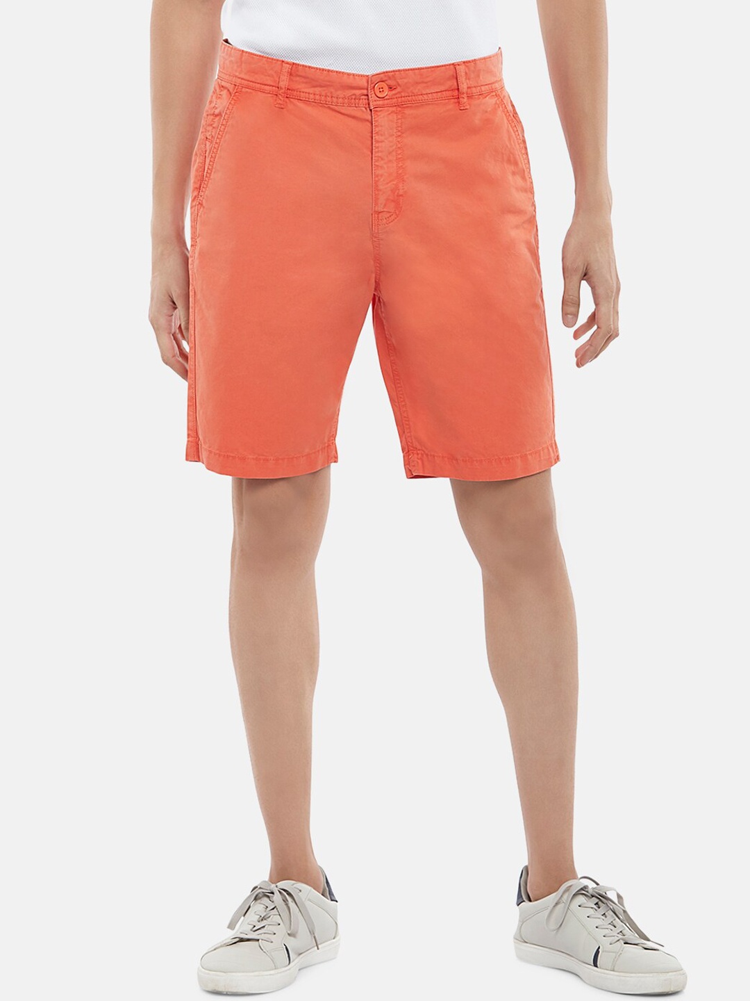 

People Men Orange Solid Pure Cotton Shorts