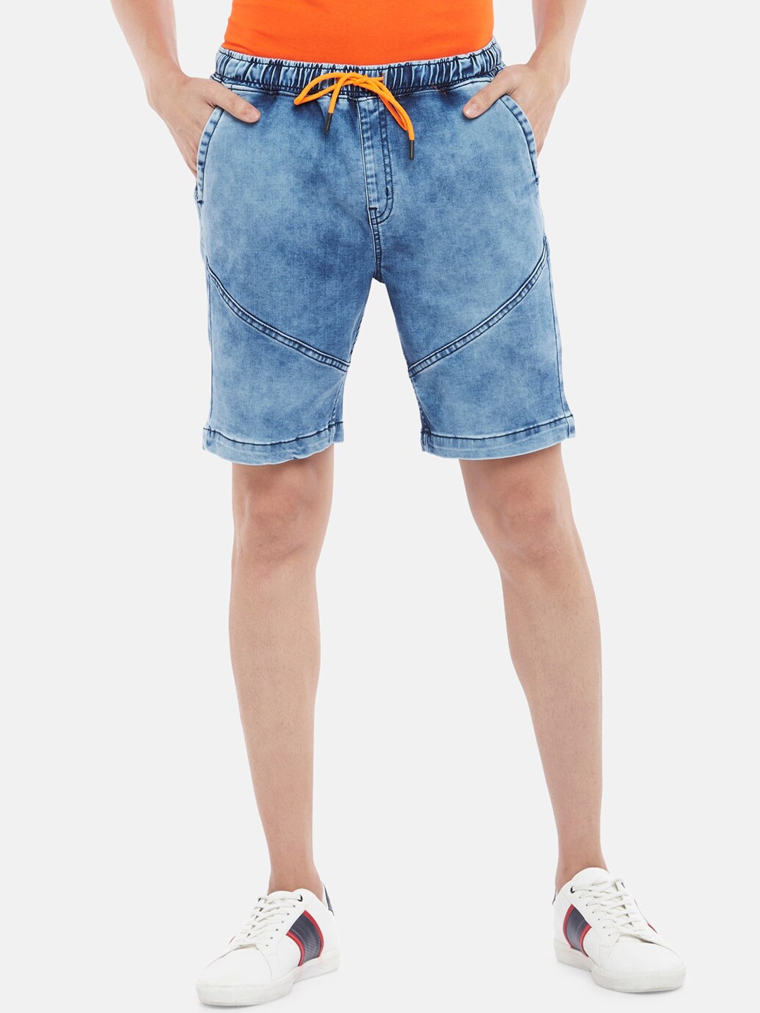 

People Men Blue Washed Denim Shorts