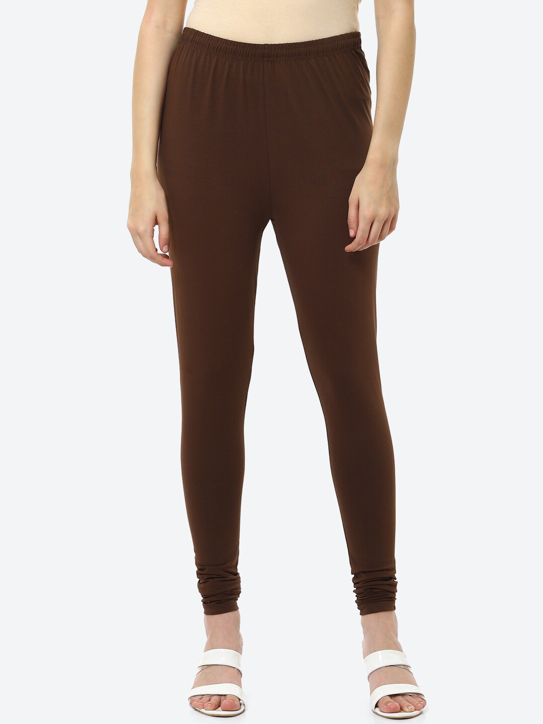 

Biba Women Coffee Brown Solid Churidar Length Leggings