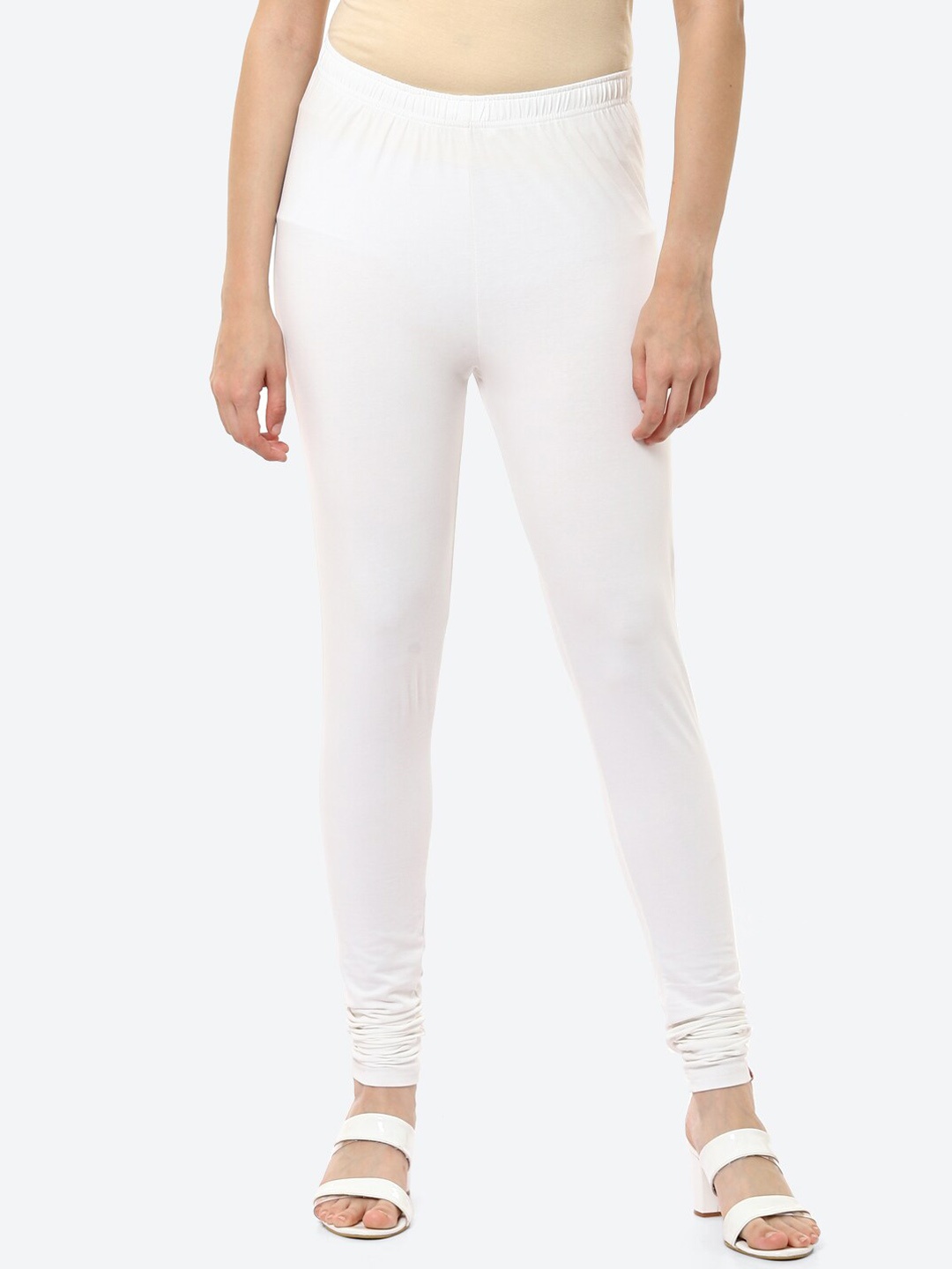 

Biba Women Off White Solid Slim Fit Churidar