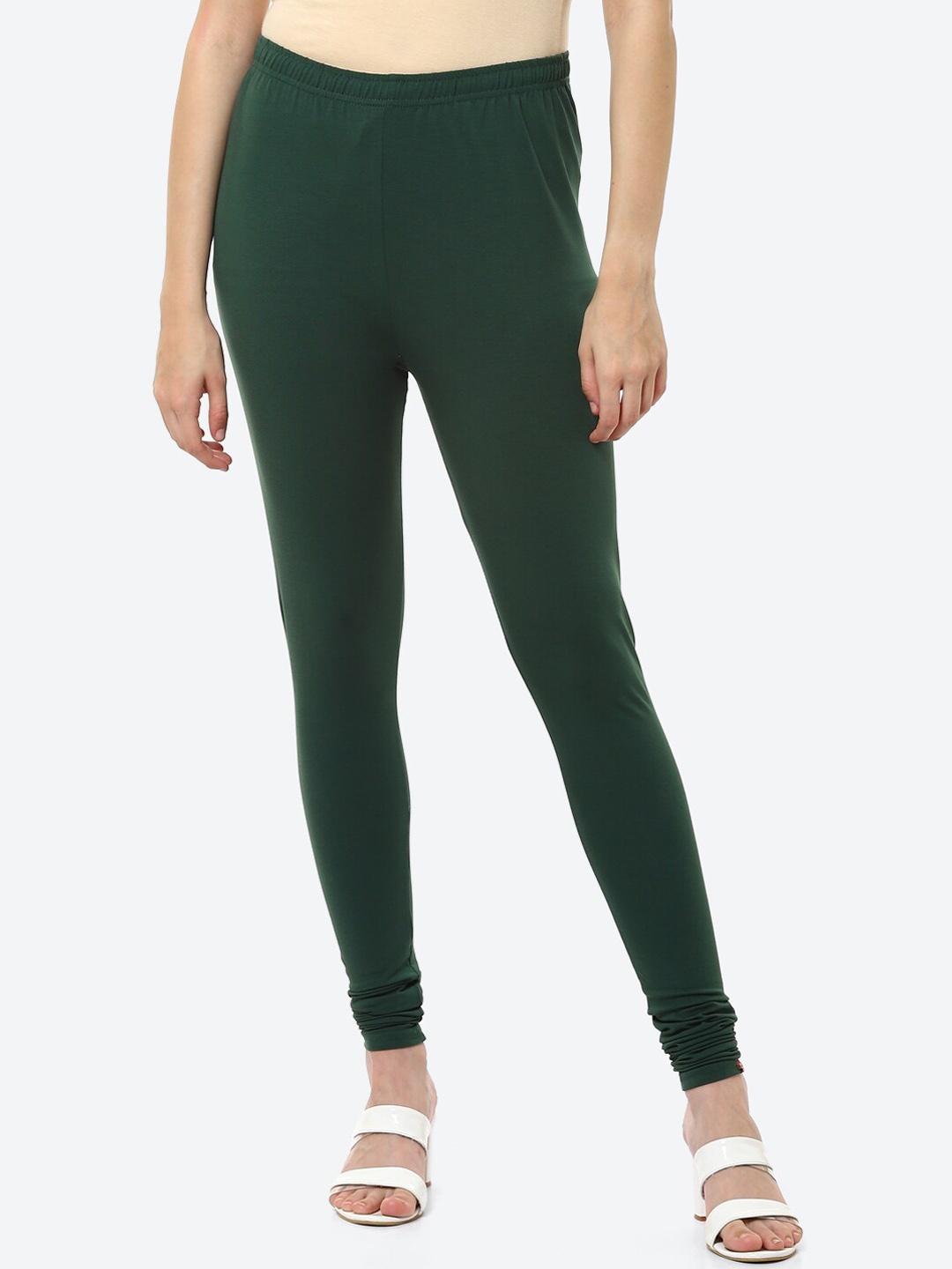 

Biba Women Green Solid Churidar Length Leggings