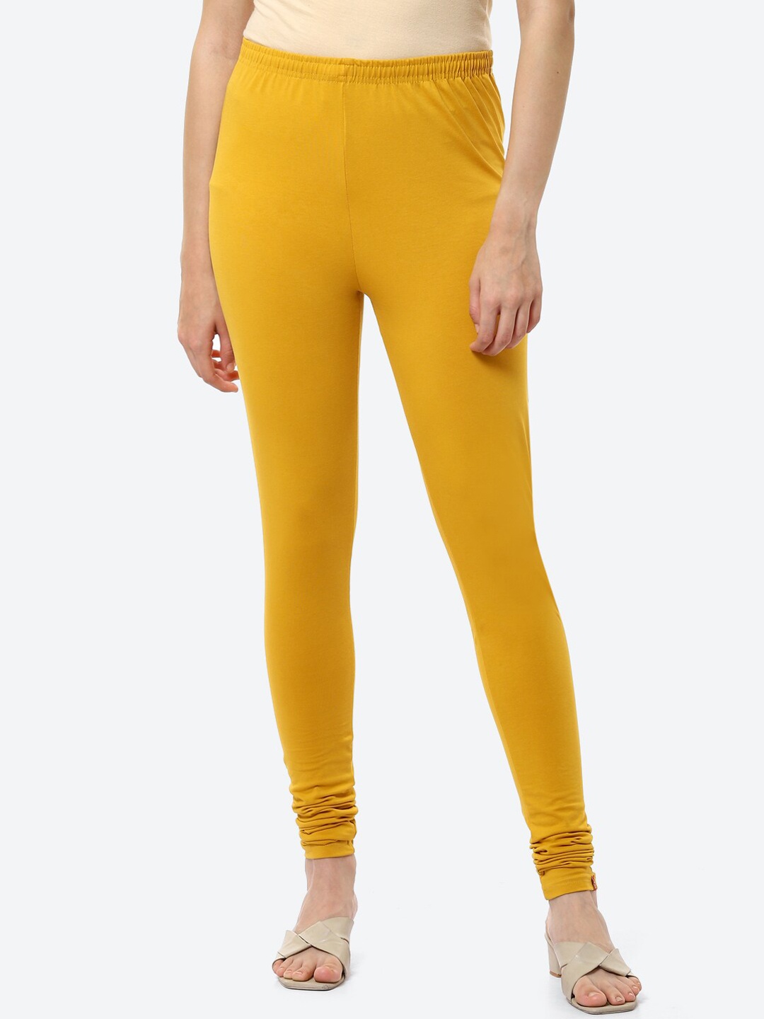 

Biba Women Mustard Yellow Solid Churidar