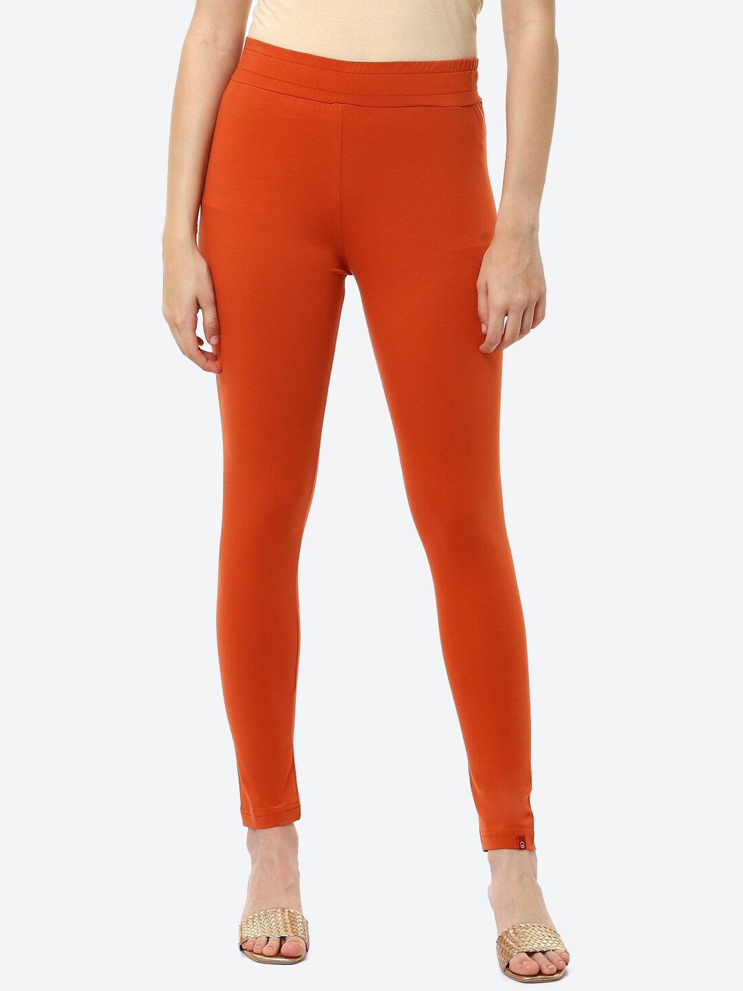 

Biba Women Orange Solid Churidar-Fit Ankle-Length Leggings