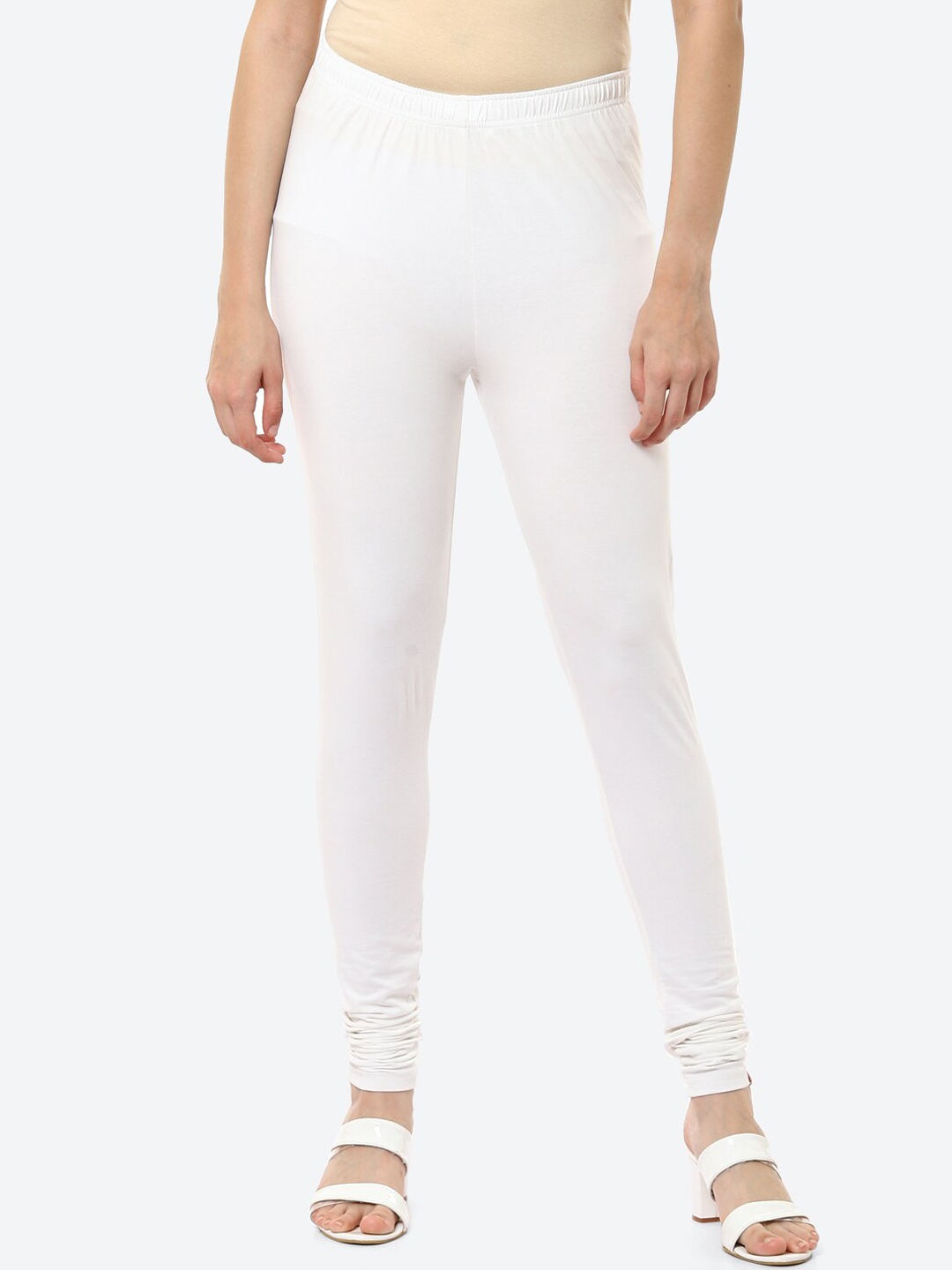 

Biba Women Off White Solid Churidar