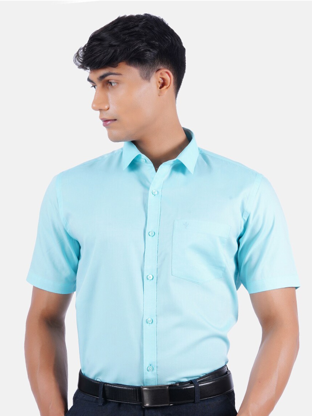

Ramraj Men Blue Pure Cotton Formal Shirt