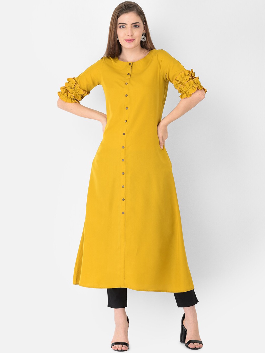 

Ojjasvi Women Mustard Yellow Kurta