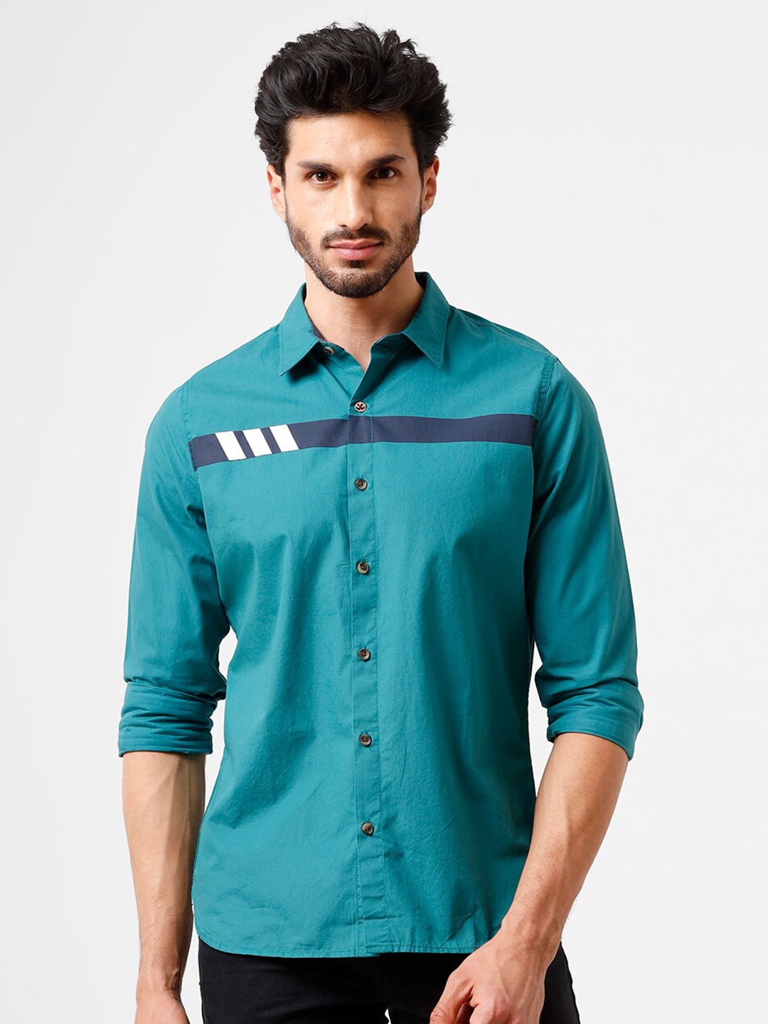 

WROGN Men Teal Slim Fit Casual Shirt