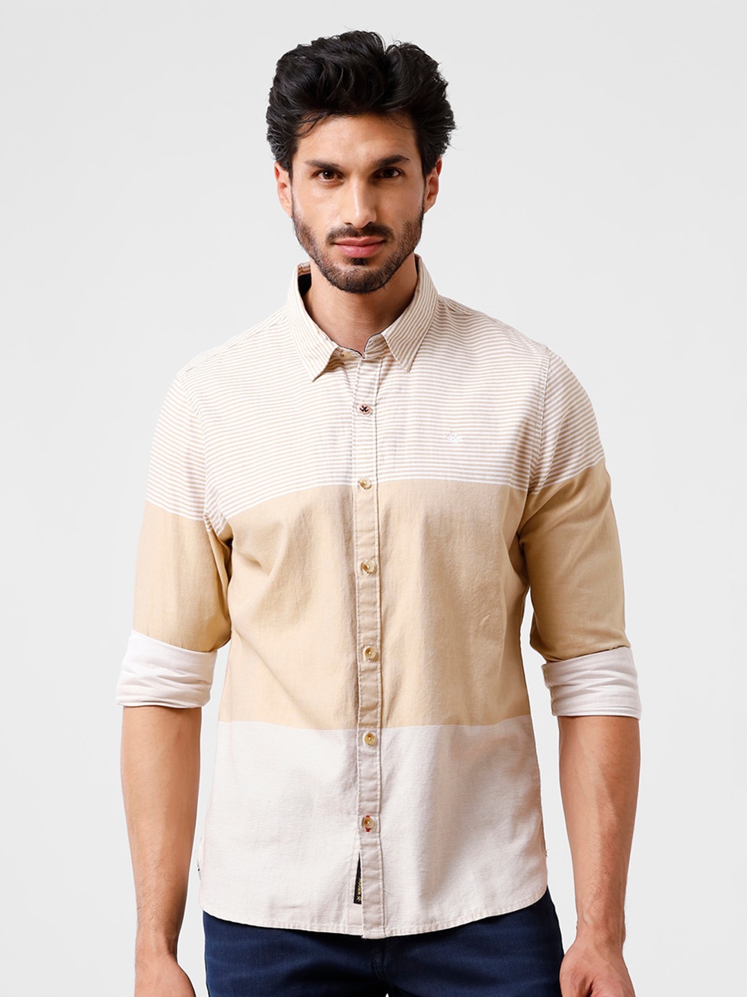 

WROGN Men Beige Slim Fit Casual Shirt
