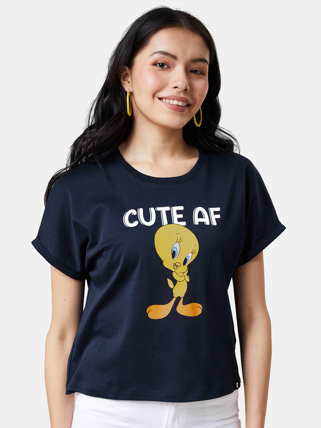 

The Souled Store Women Navy Blue Tweety Printed T-shirt