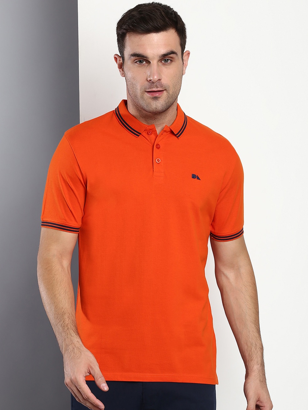 

Dennis Lingo Men Orange Polo Collar Slim Fit T-shirt