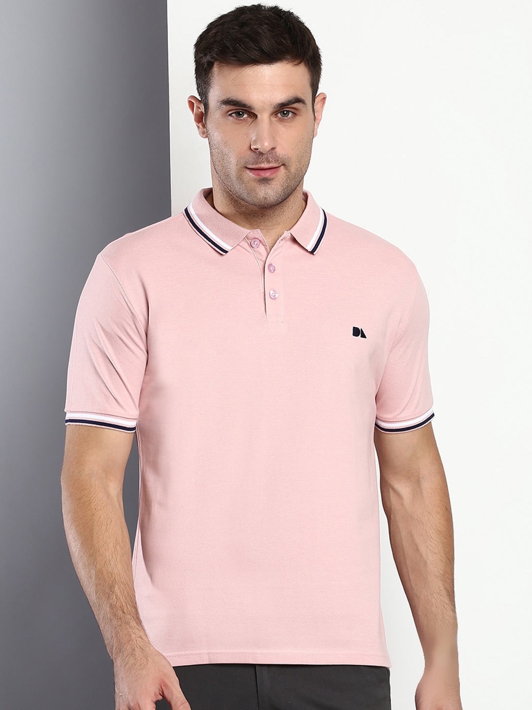 

Dennis Lingo Men Pink Polo Collar Slim Fit T-shirt