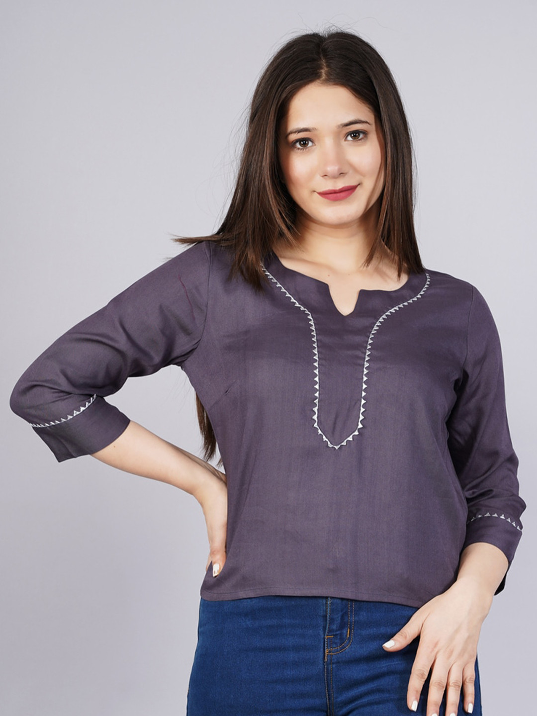 

NITVAN Women Grey Top