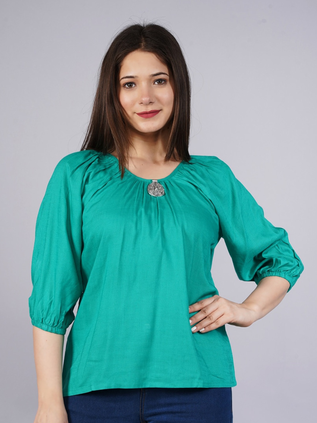 

NITVAN Sea Green Regular Top