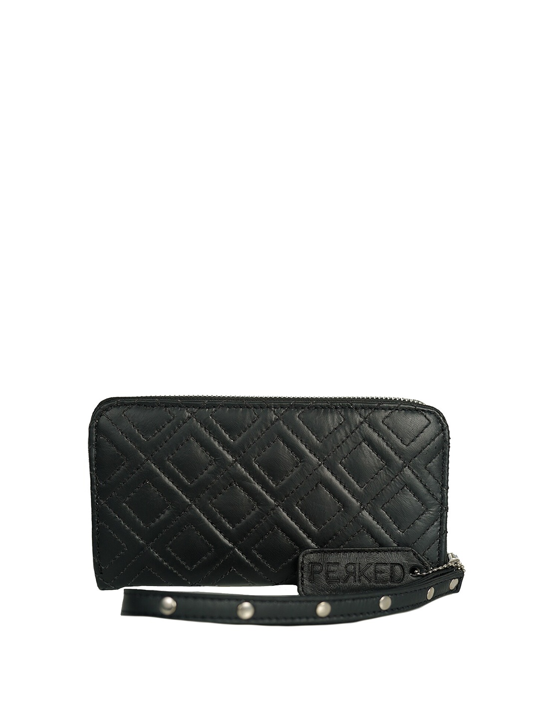 

PERKED Black Leather Zip Around Wallet