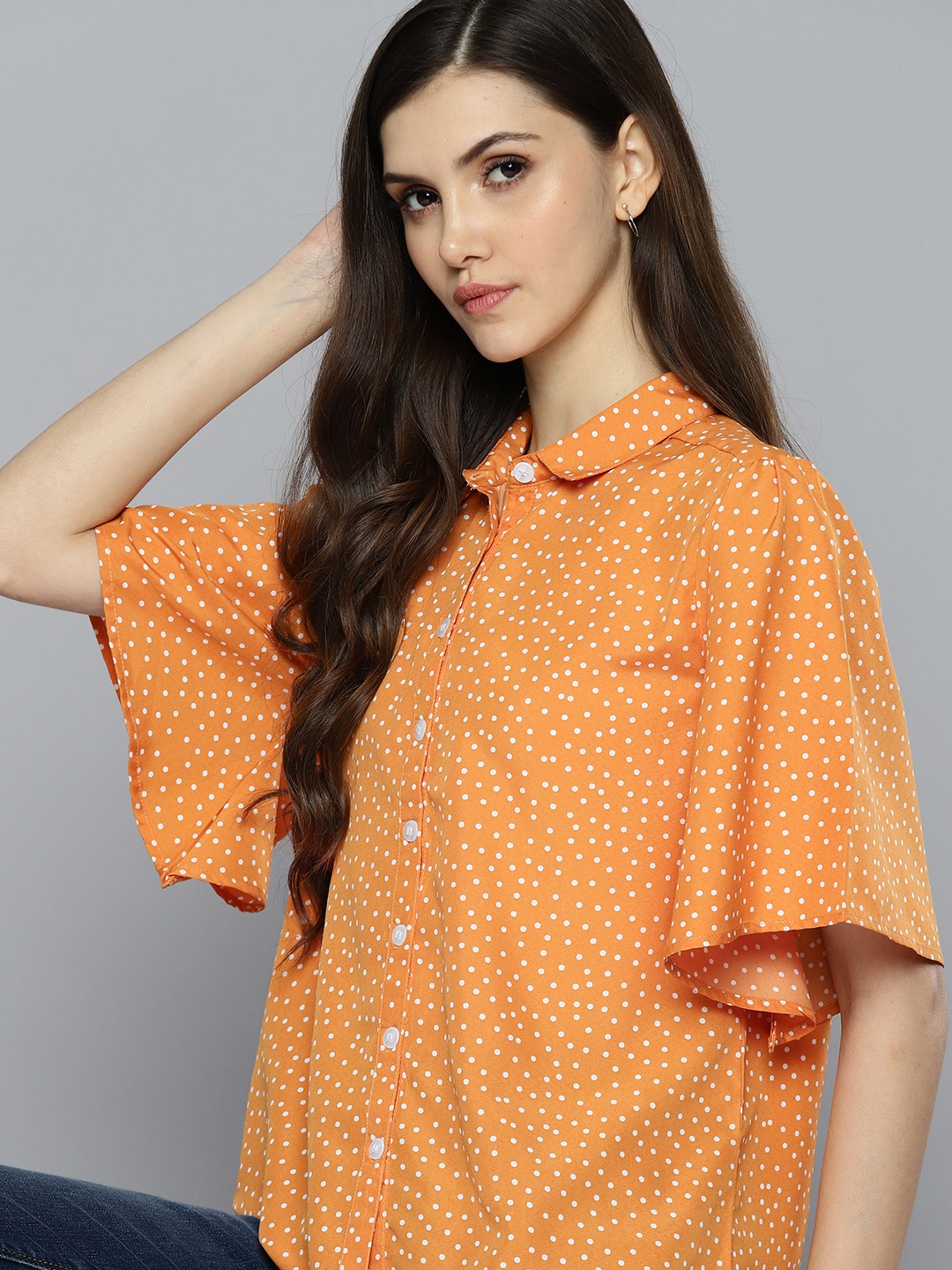 

Harvard Women Mustard Yellow & White Geometric Printed Casual Shirt