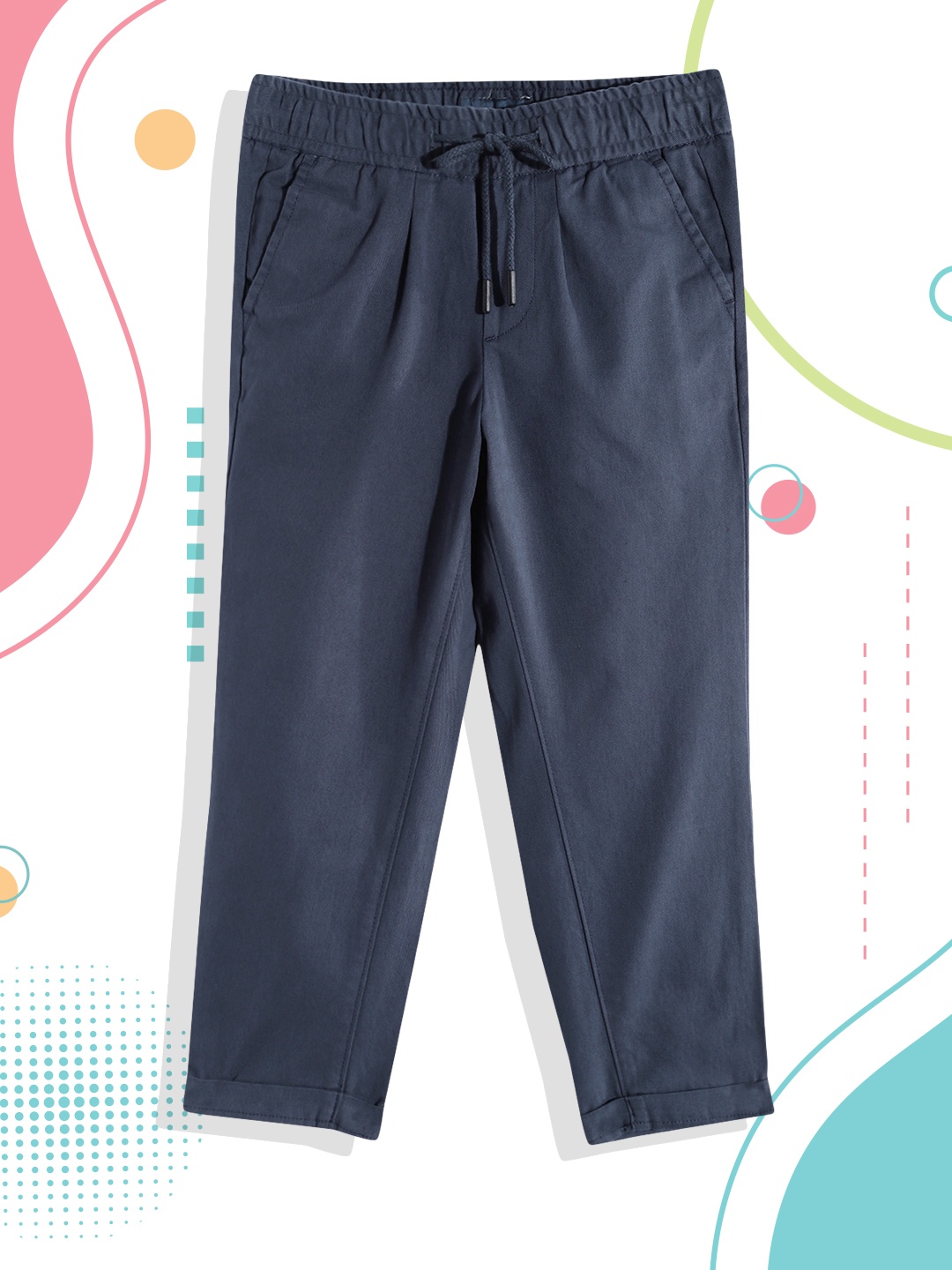 

M&H Juniors Boys Navy Blue Pure Cotton Solid Trousers