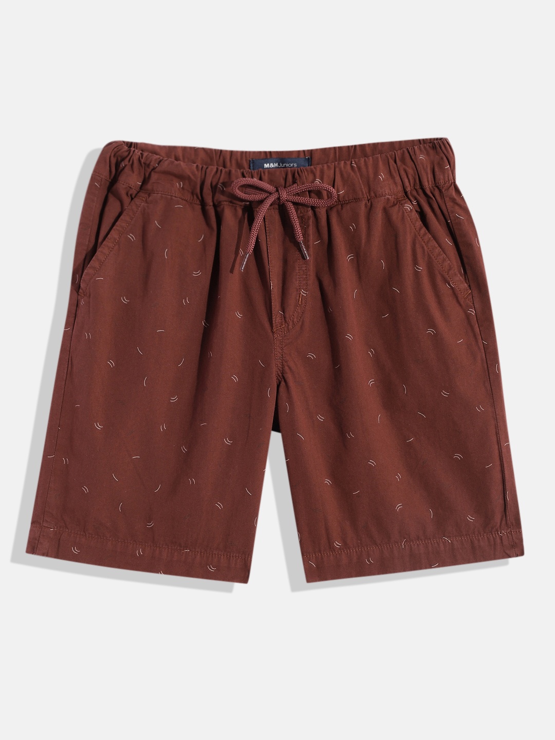 

M&H Juniors Boys Brown Printed Pure Cotton Shorts
