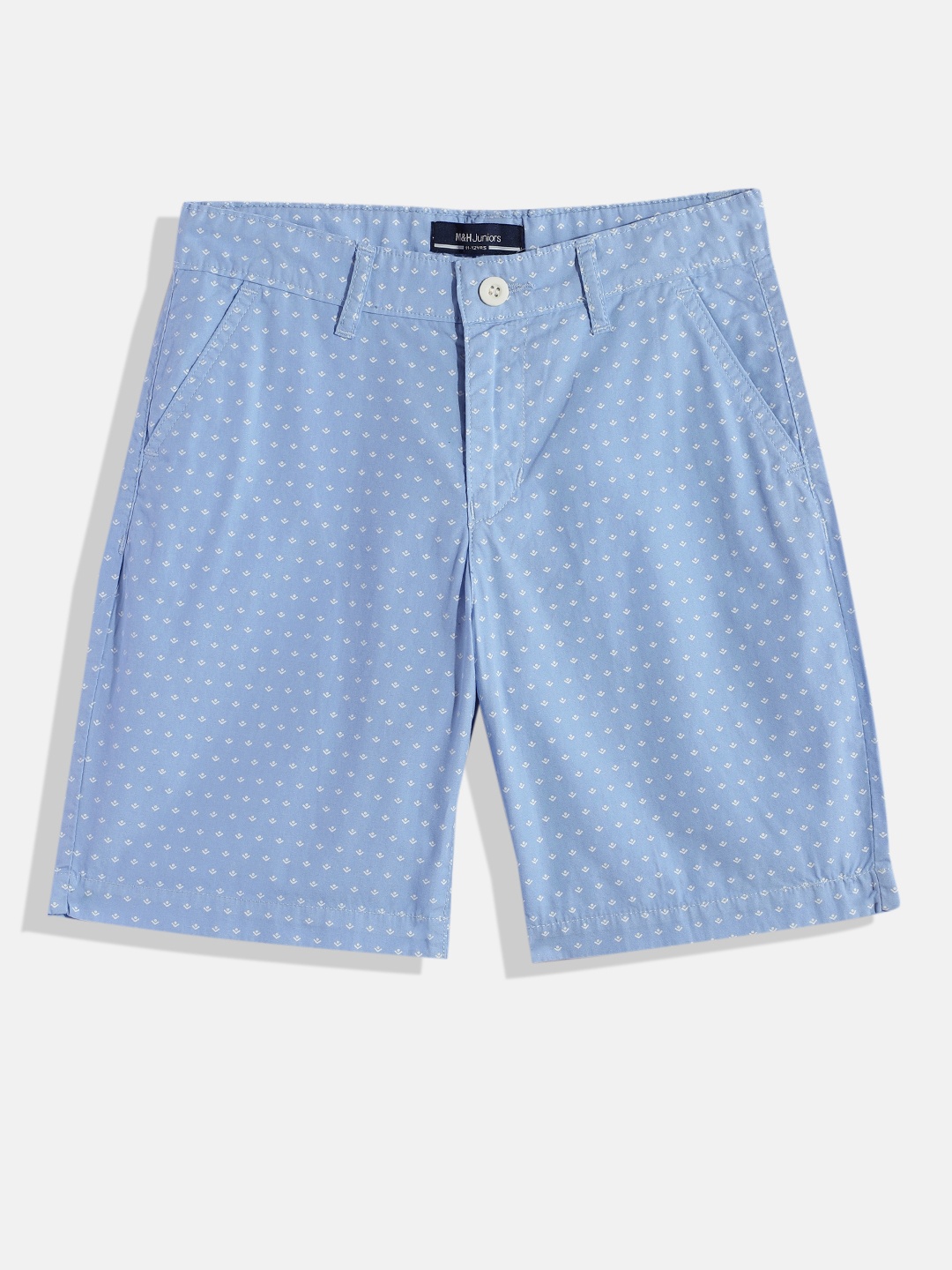 

M&H Juniors Boys Blue Printed Cotton Shorts