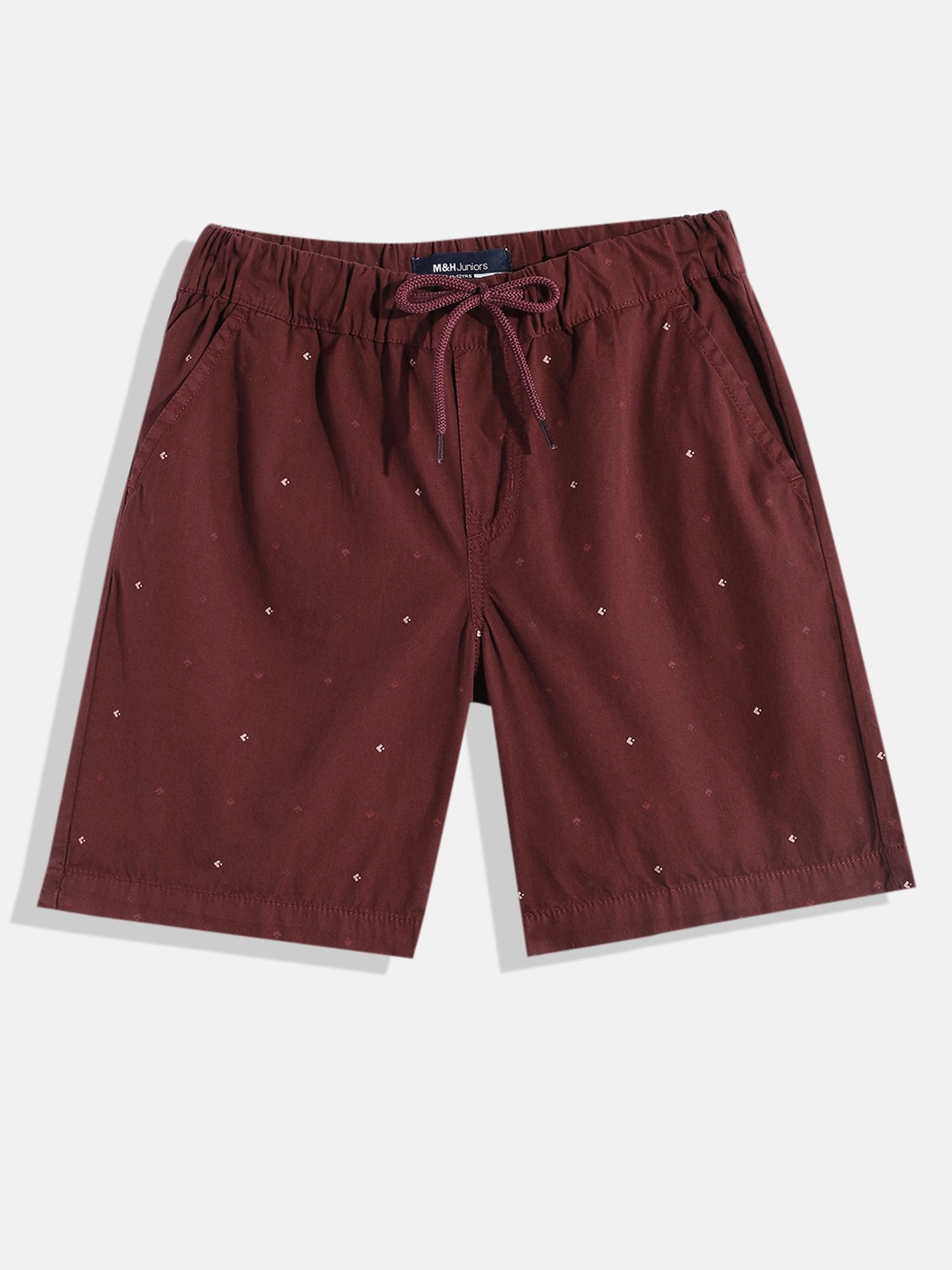 

M&H Juniors Boys Maroon Printed Pure Cotton Shorts