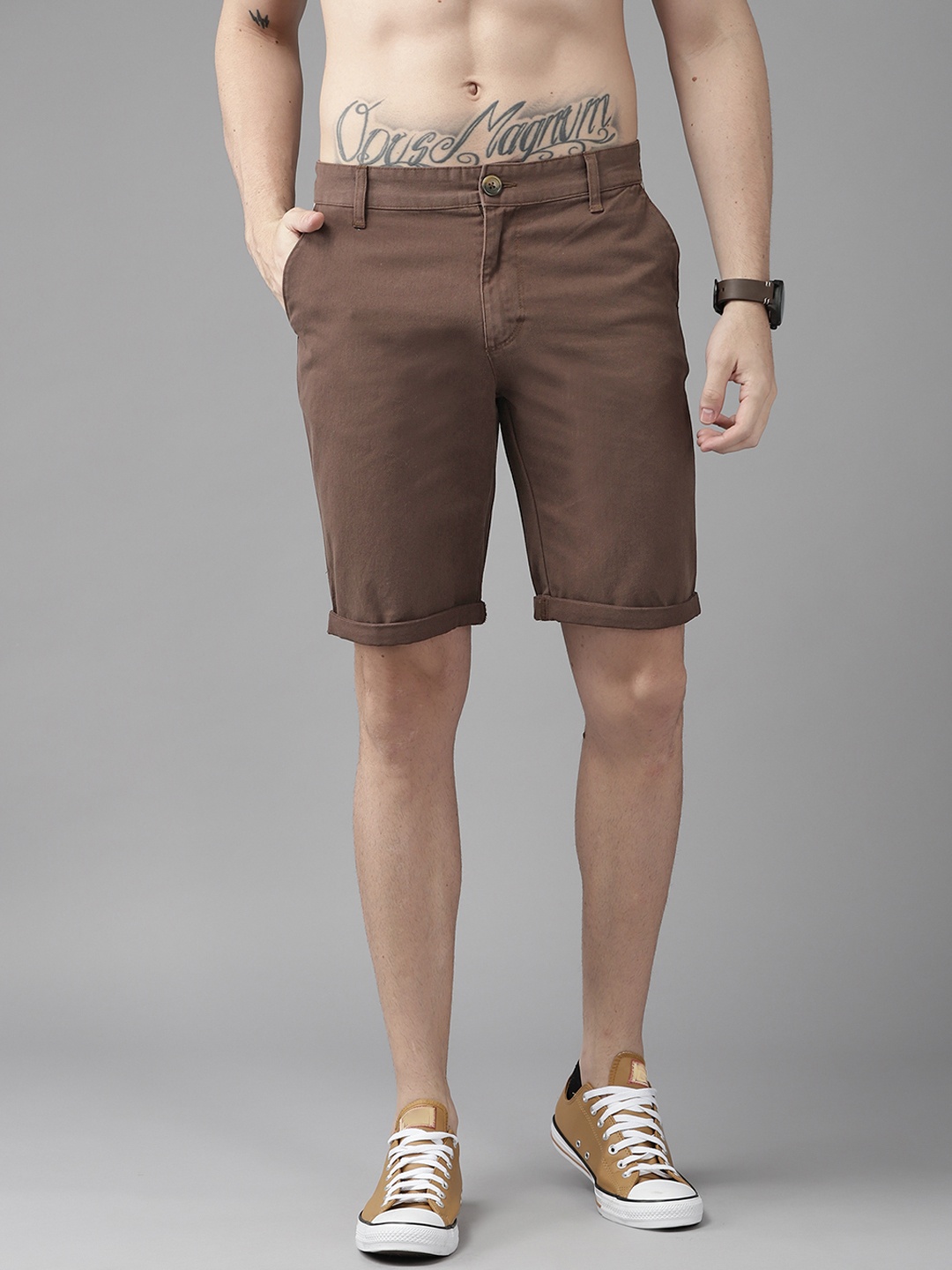 

Roadster Men Brown Solid Shorts