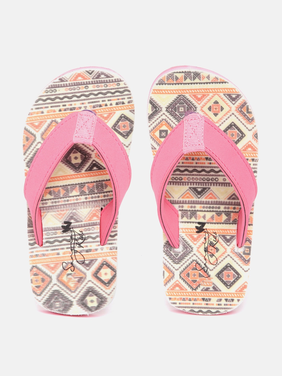 

Sangria Girls Geometric Printed Thong Flip-Flops, Beige