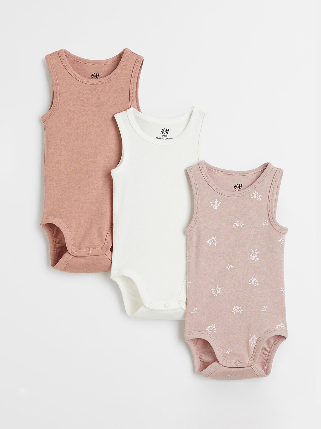 

H&M Girls Pack Of 3 Pink & White Sleeveless Bodysuits
