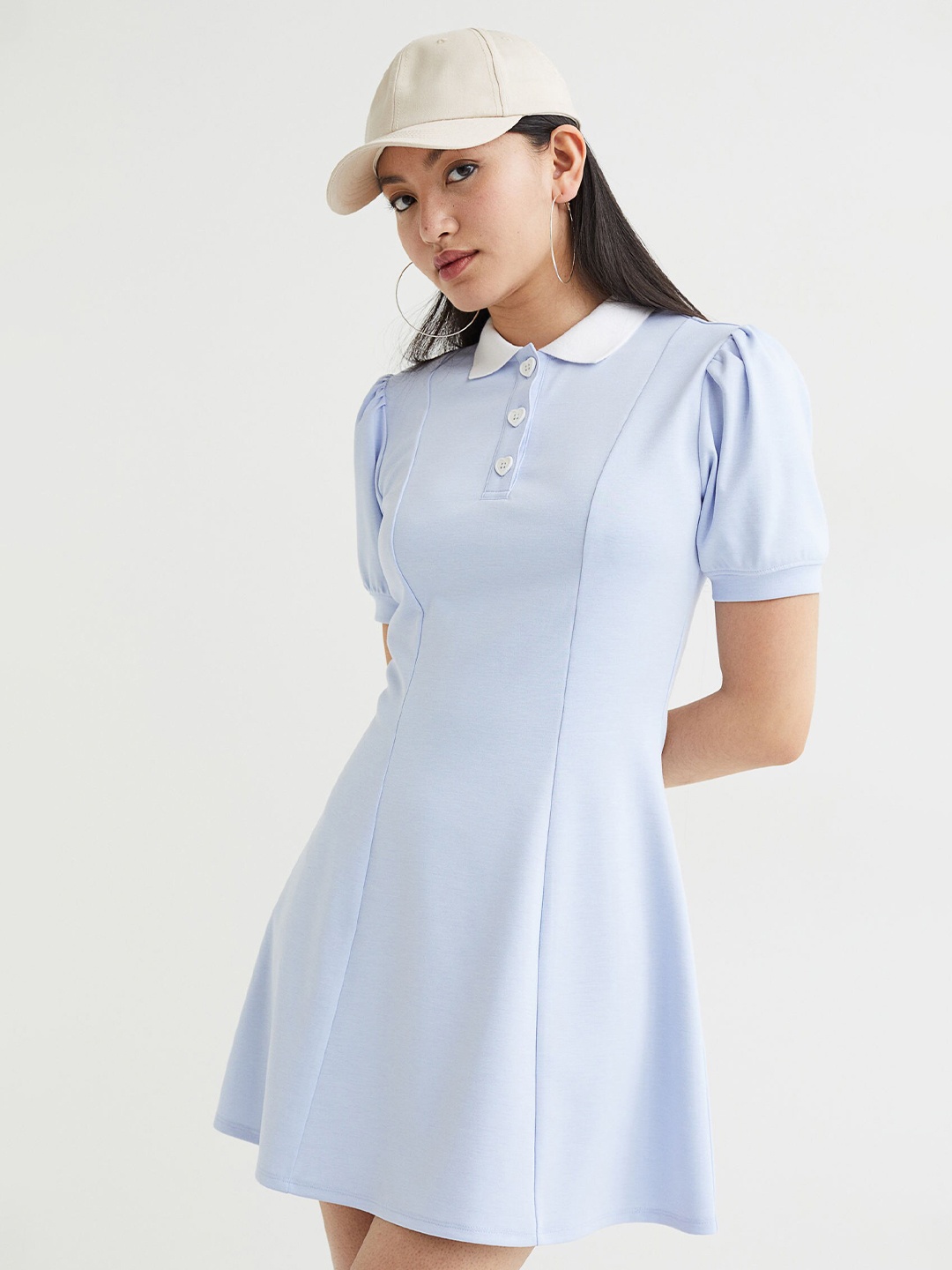 

H&M Blue Puff-Sleeved Tennis Dress